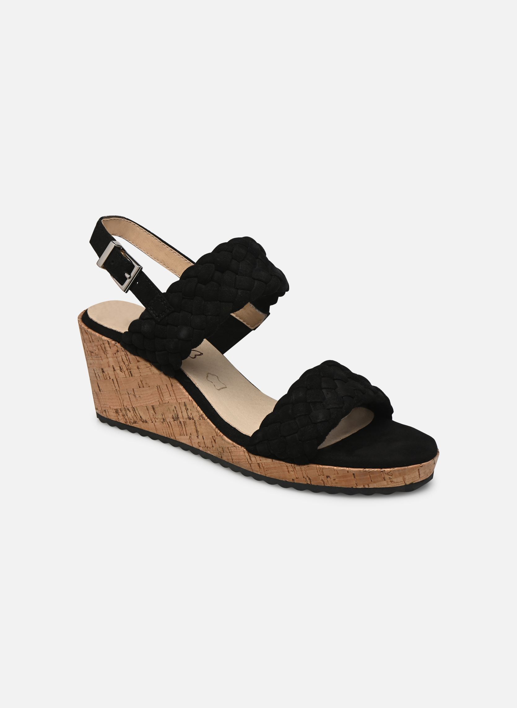 Sandales compensées et plateformes 28708-28 femme noir Caprice Sandales compensées et plateformes 28708-28 femme noir BLACK SUEDE