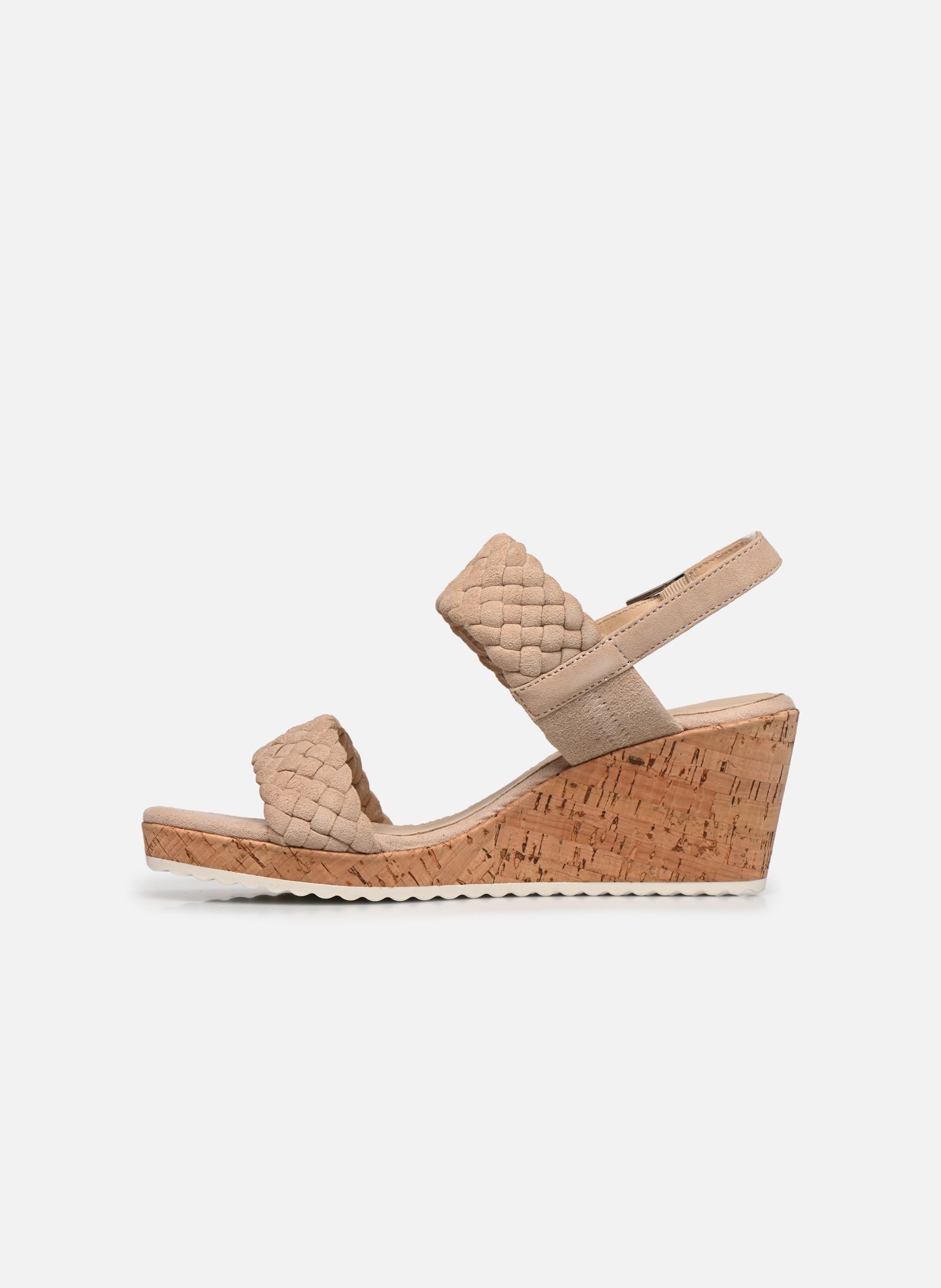 Sandalen met sleehak en plateau 28708-28 dames beige Caprice Sandalen met sleehak en plateau 28708-28 dames beige SAND SUEDE