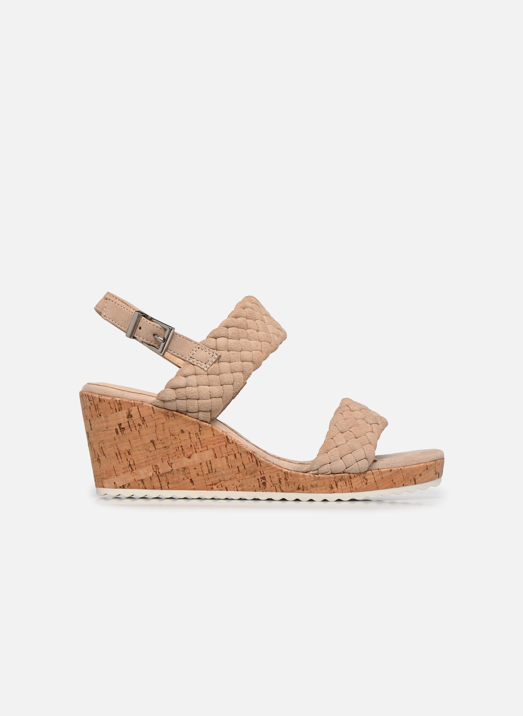 Sandalen met sleehak en plateau 28708-28 dames beige Caprice Sandalen met sleehak en plateau 28708-28 dames beige SAND SUEDE