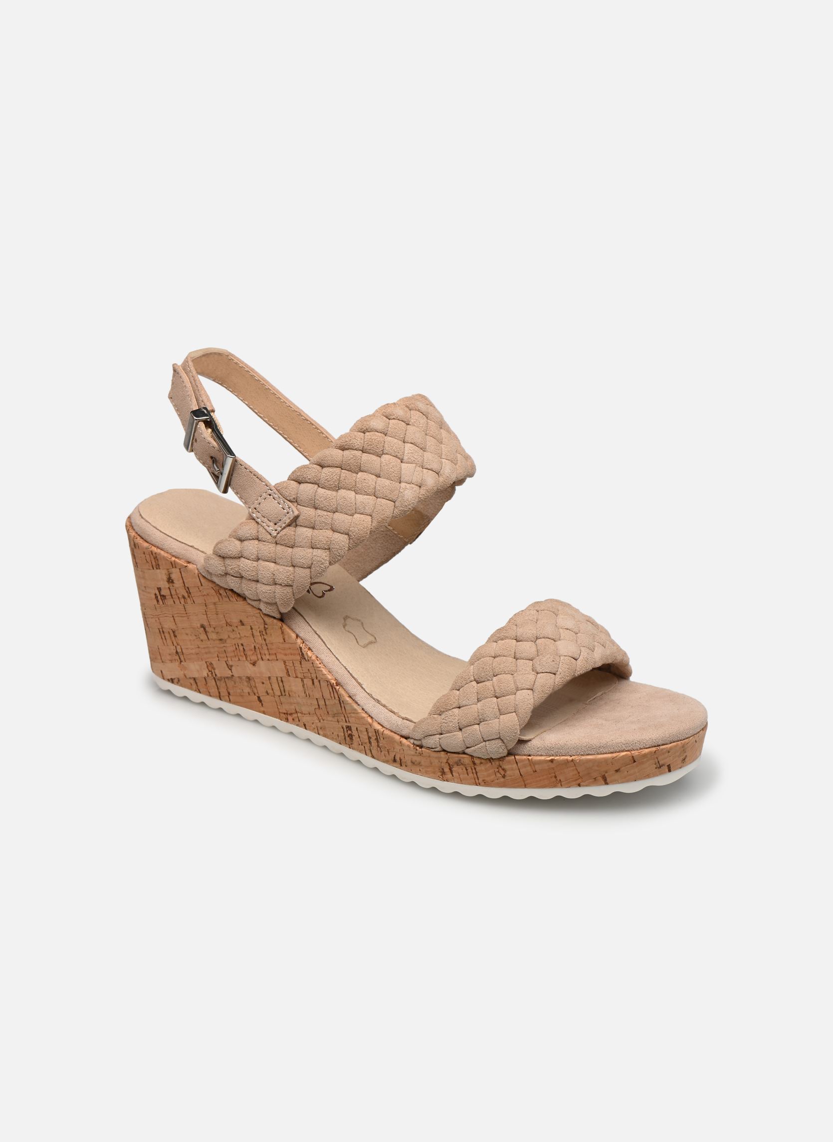 Sandalen met sleehak en plateau 28708-28 dames beige Caprice Sandalen met sleehak en plateau 28708-28 dames beige SAND SUEDE