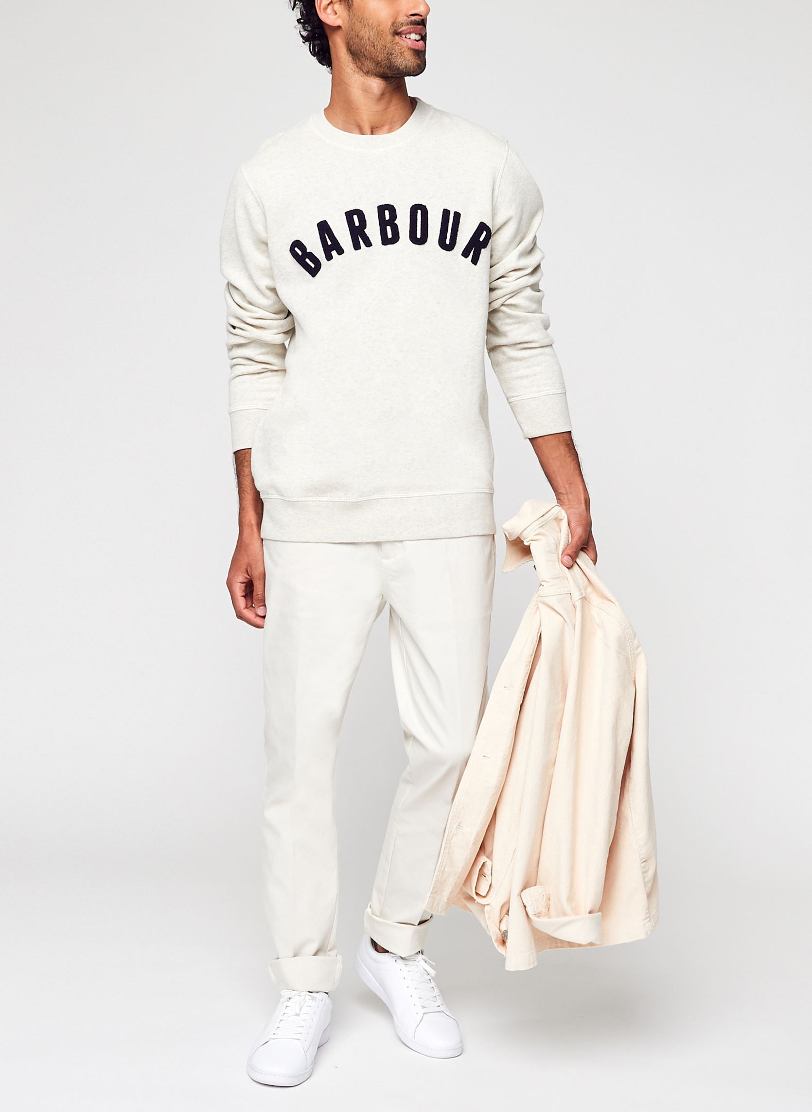 Sweats Prep Logo Crew Sweatshirt homme beige Barbour Sweats Prep Logo Crew Sweatshirt homme beige ECRU MARL