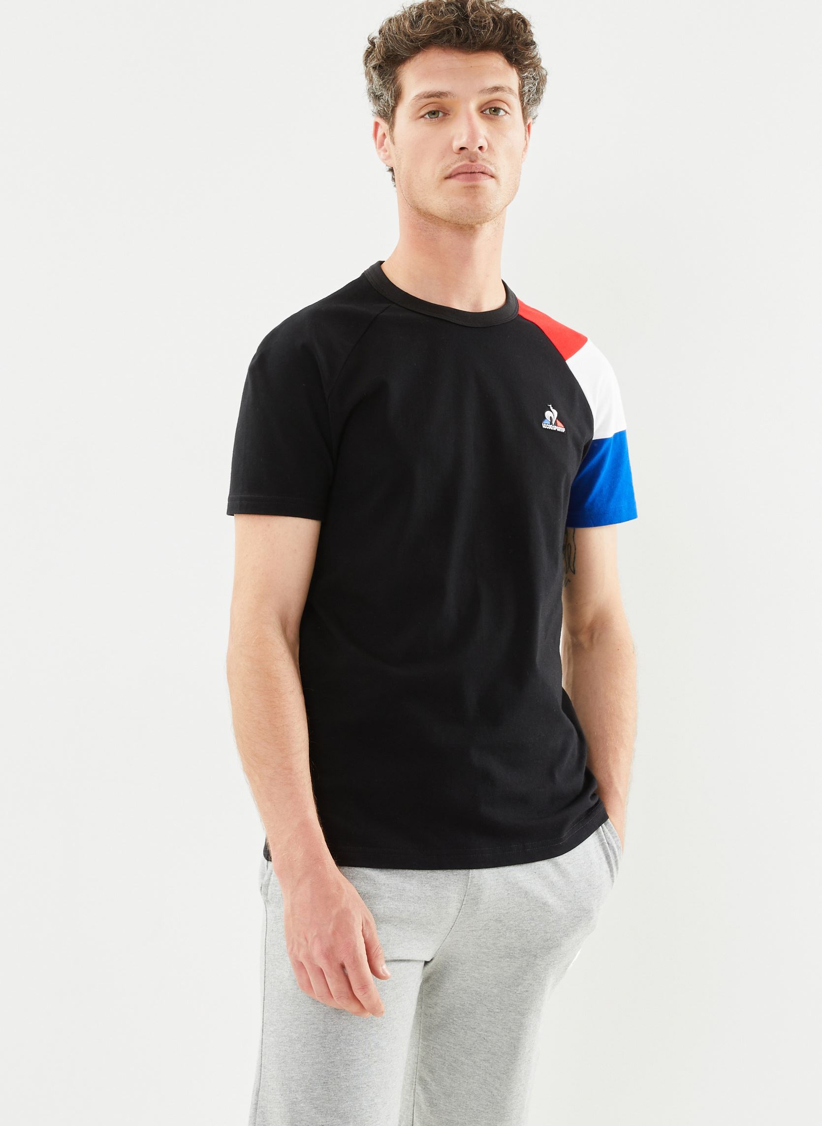Vêtements Le Coq Sportif BAT Tee SS N°1 M Black - N.O.W - Bleu Electro - Rouge Electro pour  Accessoires