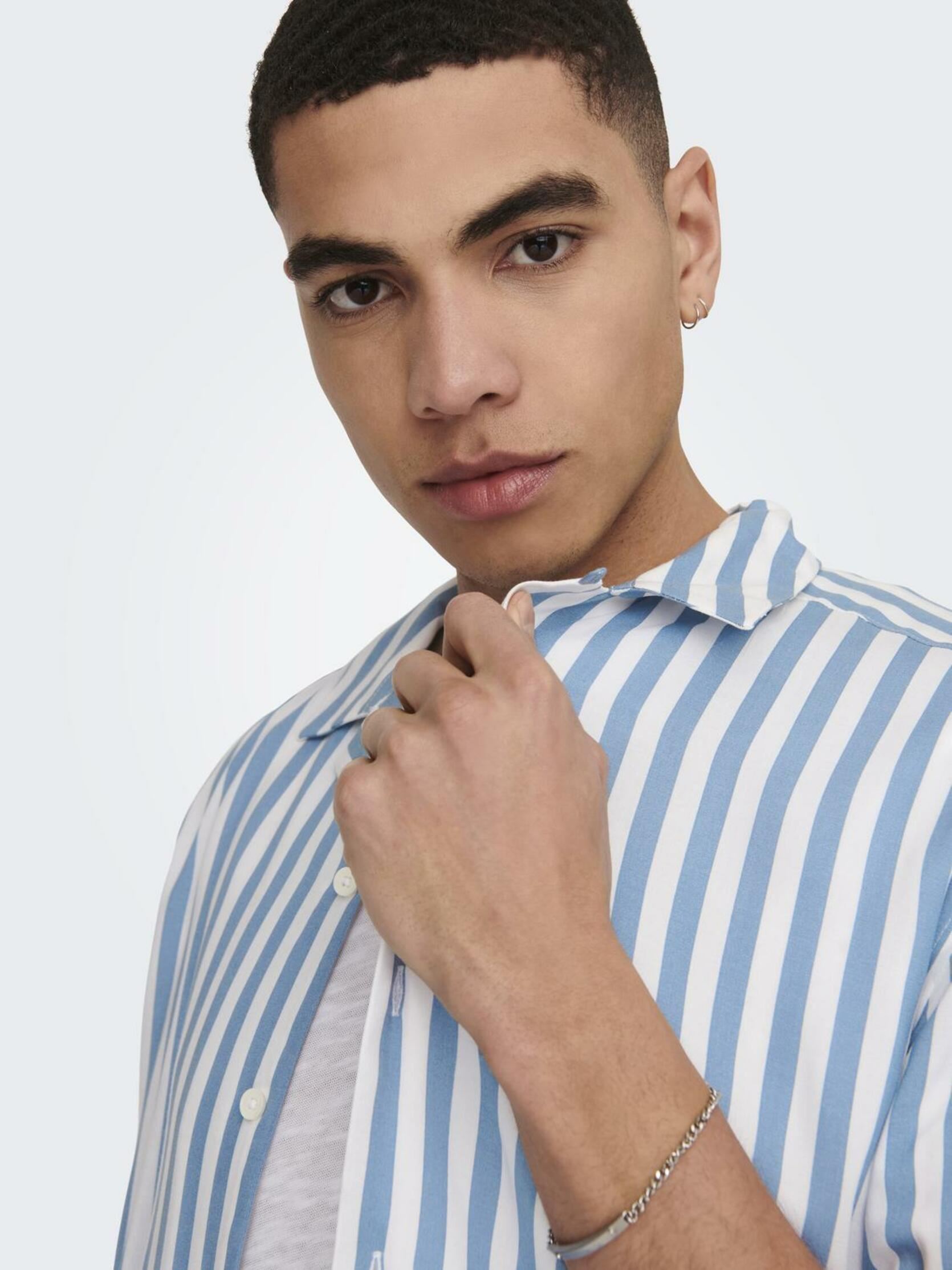 Hemden ONSWAYNE LIFE SS VISCOSE SHIRT NOOS herren blau Only & Sons Hemden ONSWAYNE LIFE SS VISCOSE SHIRT NOOS herren blau MOUNTAIN SPRING