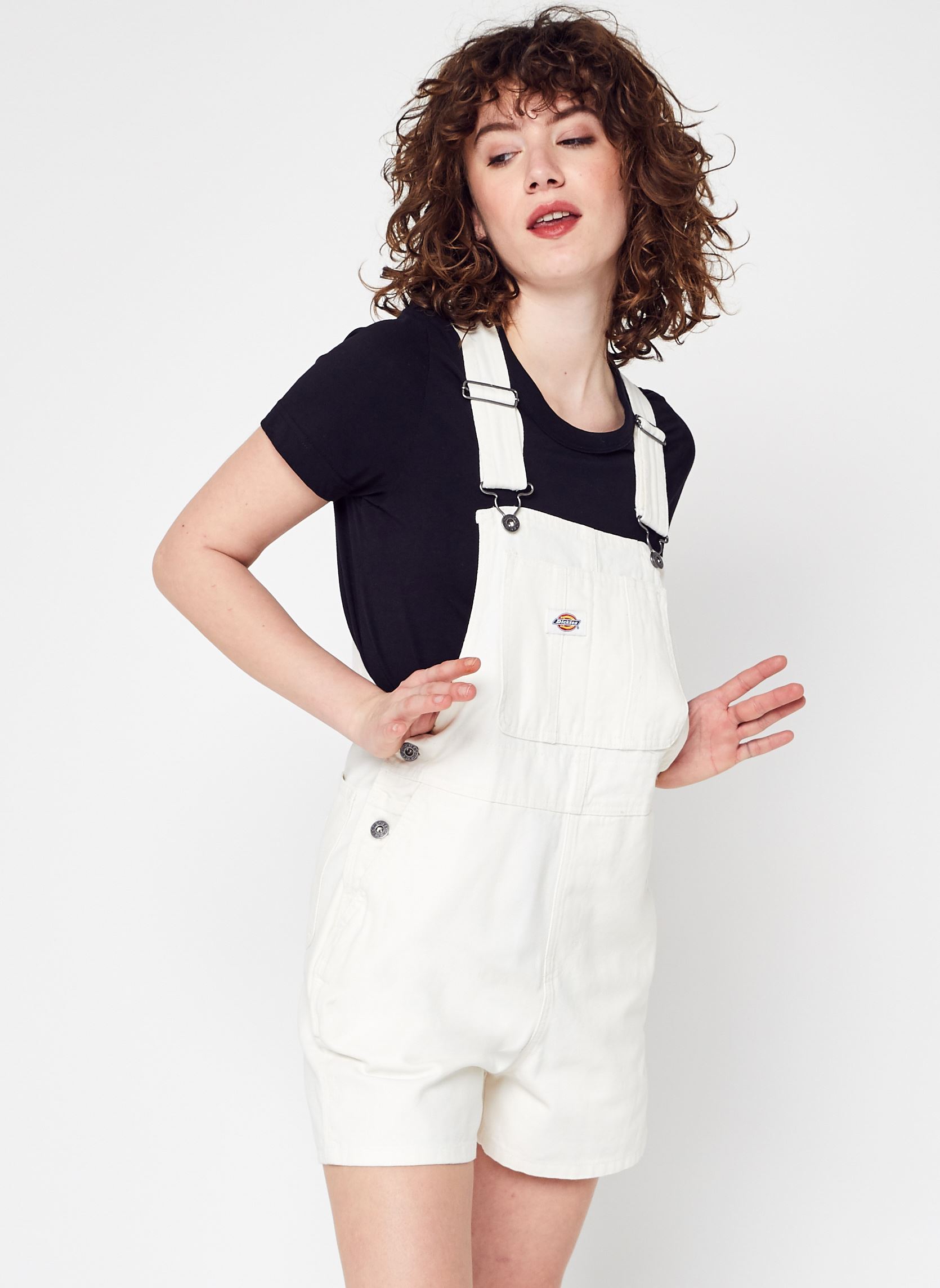 Tuinbroeken Dickies Duck Canvas Bib Short W dames wit Dickies Tuinbroeken Dickies Duck Canvas Bib Short W dames wit STONE WASHED CLOUD