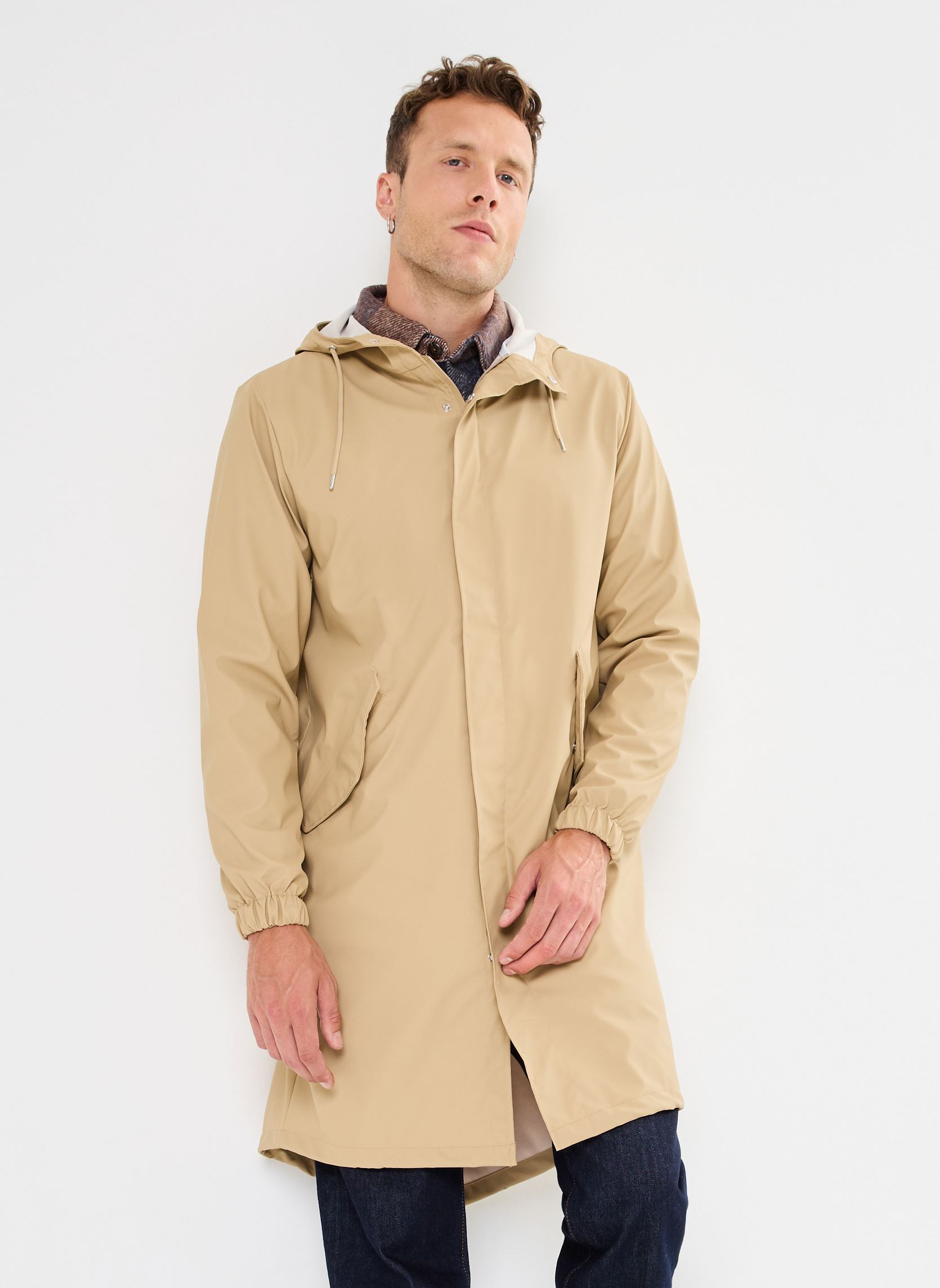 Waterdichte jassen Fishtail Parka W3 - Unisexe M heren beige Rains Waterdichte jassen Fishtail Parka W3 - Unisexe M heren beige SAND