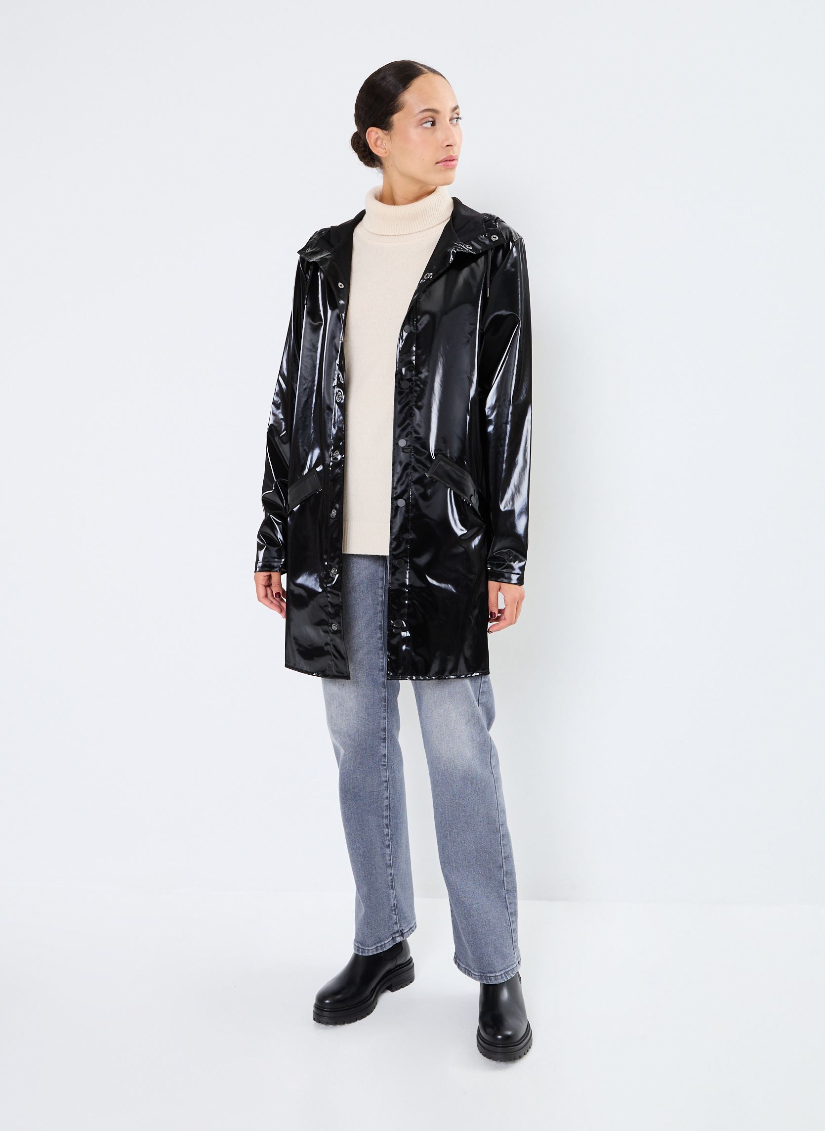 Vestes imperméable Long Jacket W3 - Unisexe femme noir Rains Vestes imperméable Long Jacket W3 - Unisexe femme noir NIGHT