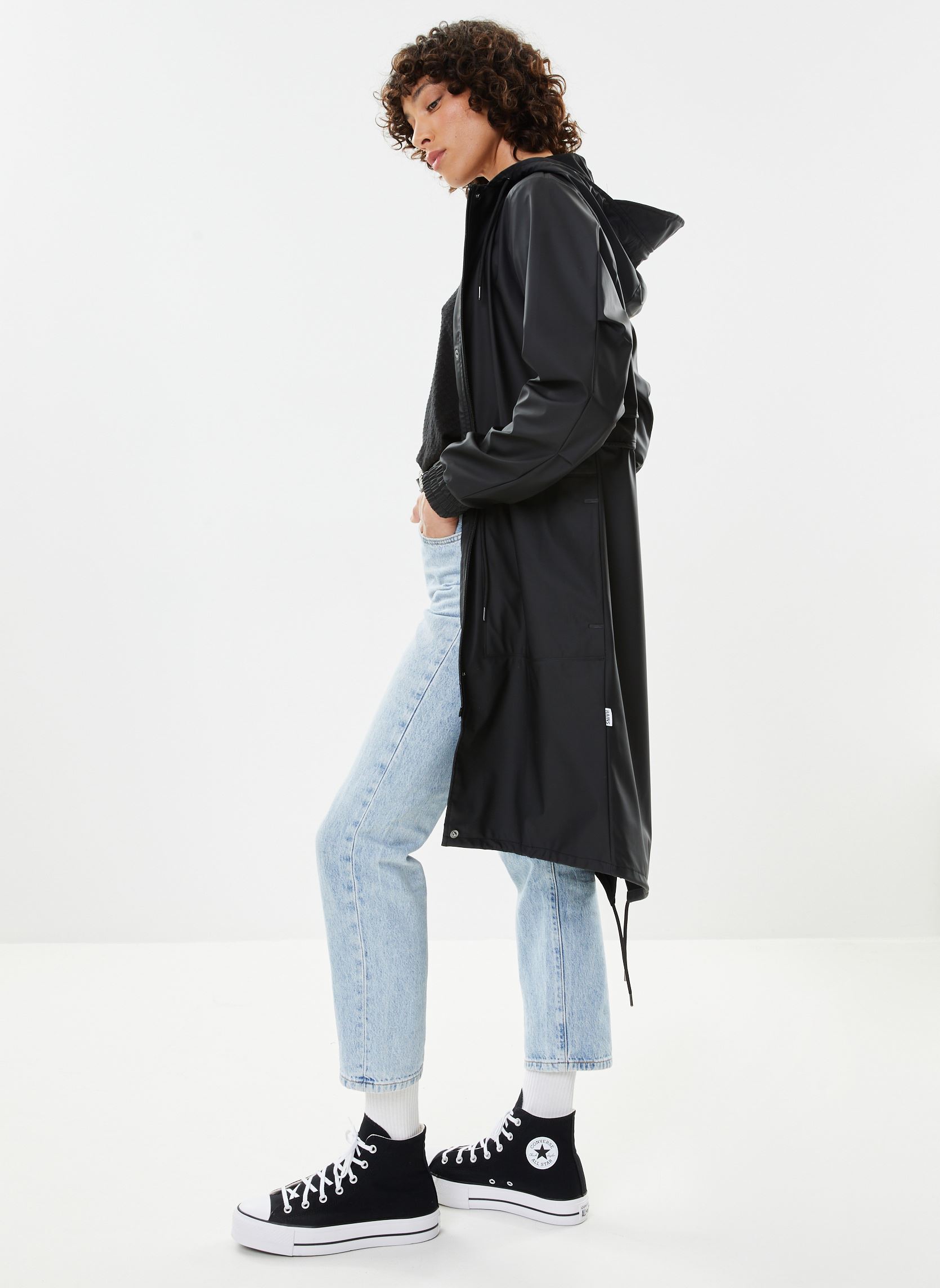 Regenjassen String W Parka dames zwart Rains Regenjassen String W Parka dames zwart BLACK