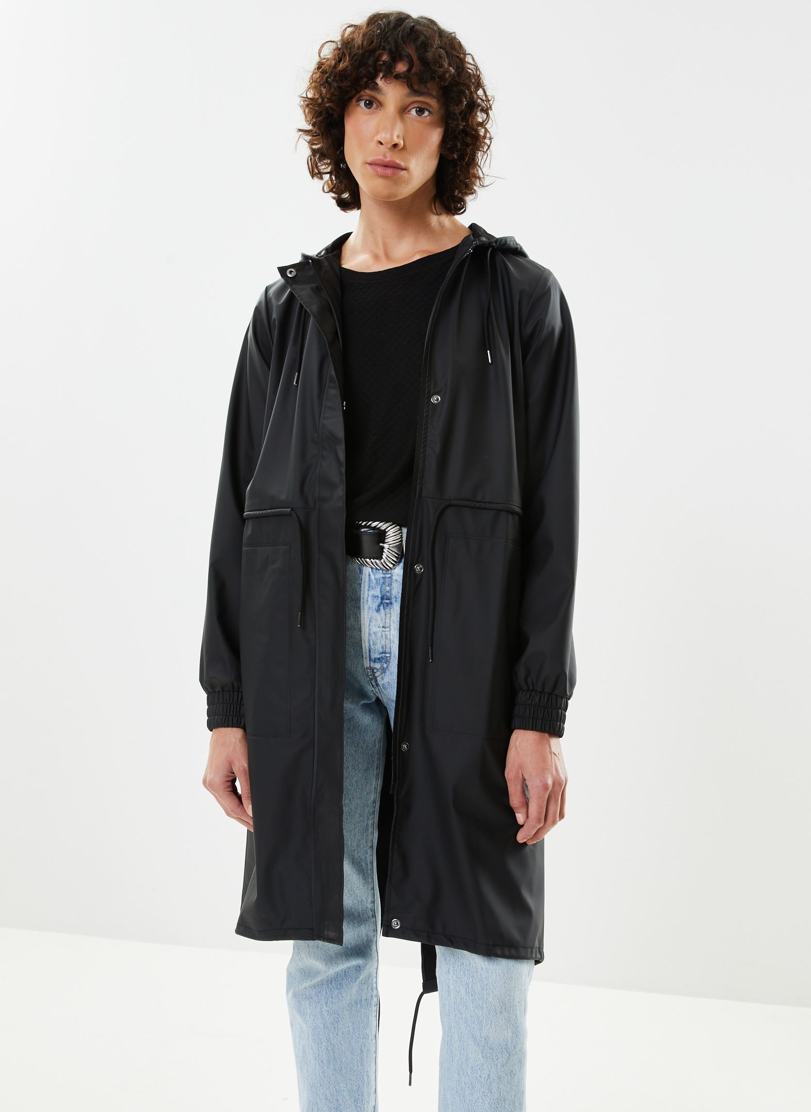 Regenjassen String W Parka dames zwart Rains Regenjassen String W Parka dames zwart BLACK