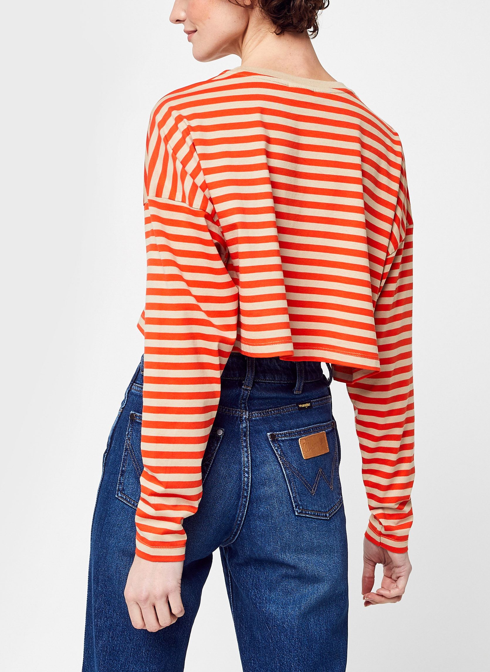 T-Shirts Nmfrida Stripe L/S O-Neck Semi Crop Top damen orange Noisy May T-Shirts Nmfrida Stripe L/S O-Neck Semi Crop Top damen orange Nomad