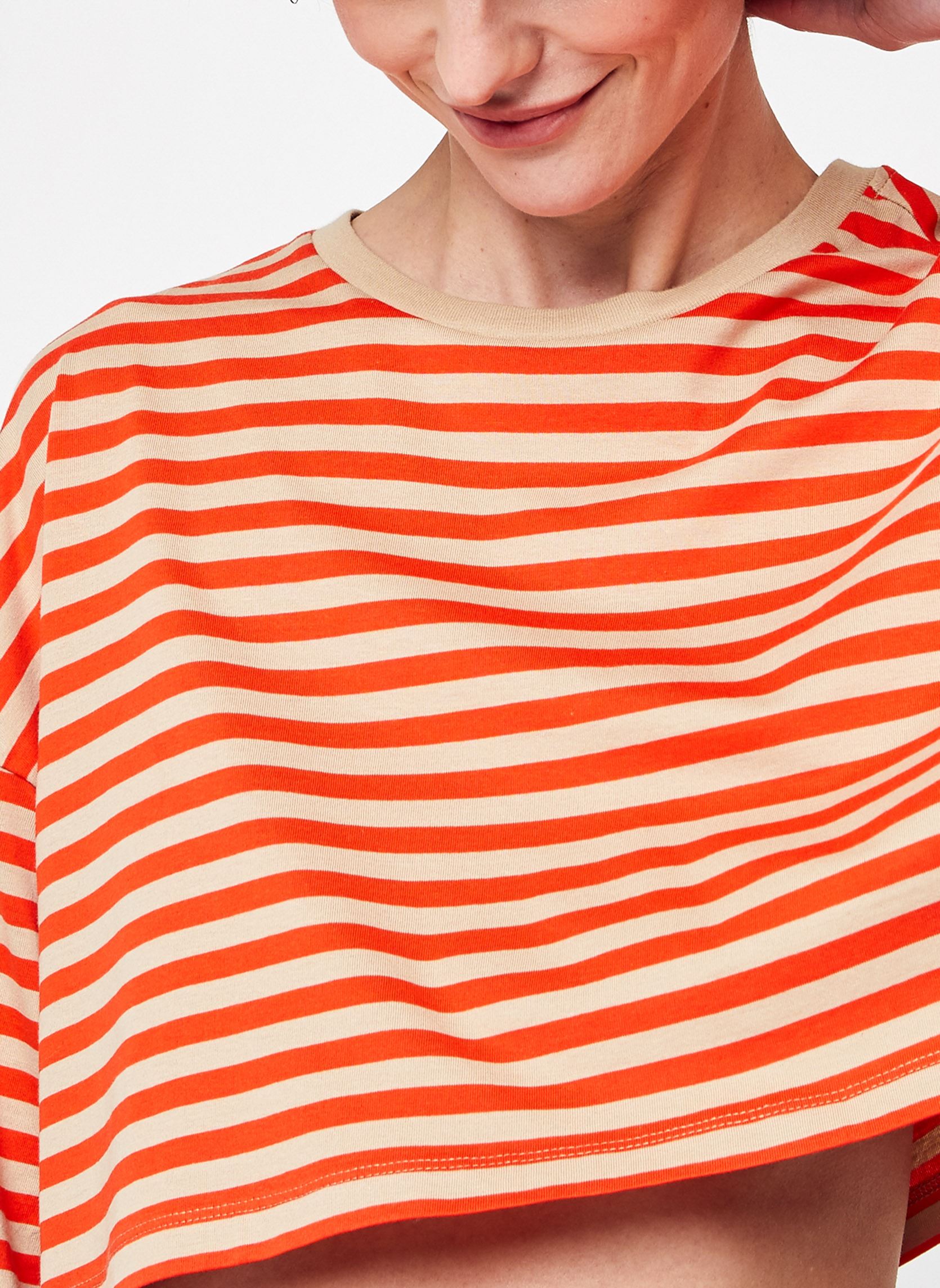 T-Shirts Nmfrida Stripe L/S O-Neck Semi Crop Top damen orange Noisy May T-Shirts Nmfrida Stripe L/S O-Neck Semi Crop Top damen orange Nomad