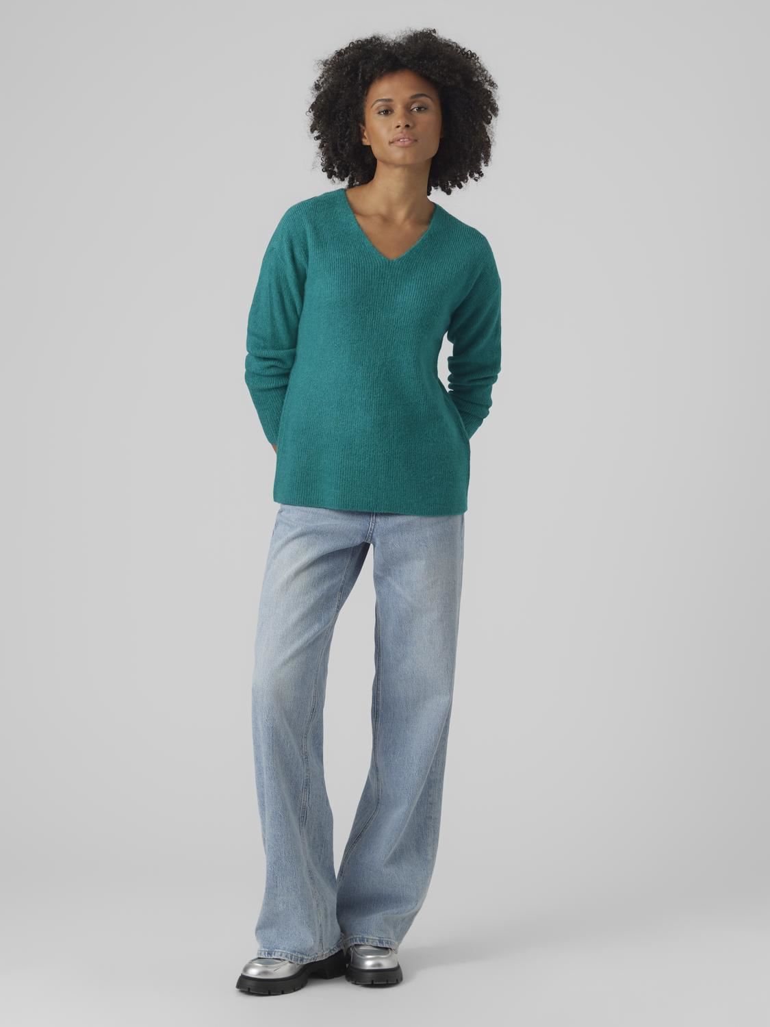 Vero Moda VMCREWLEFILE V-NECK - Maglione - winetasting/bordeaux