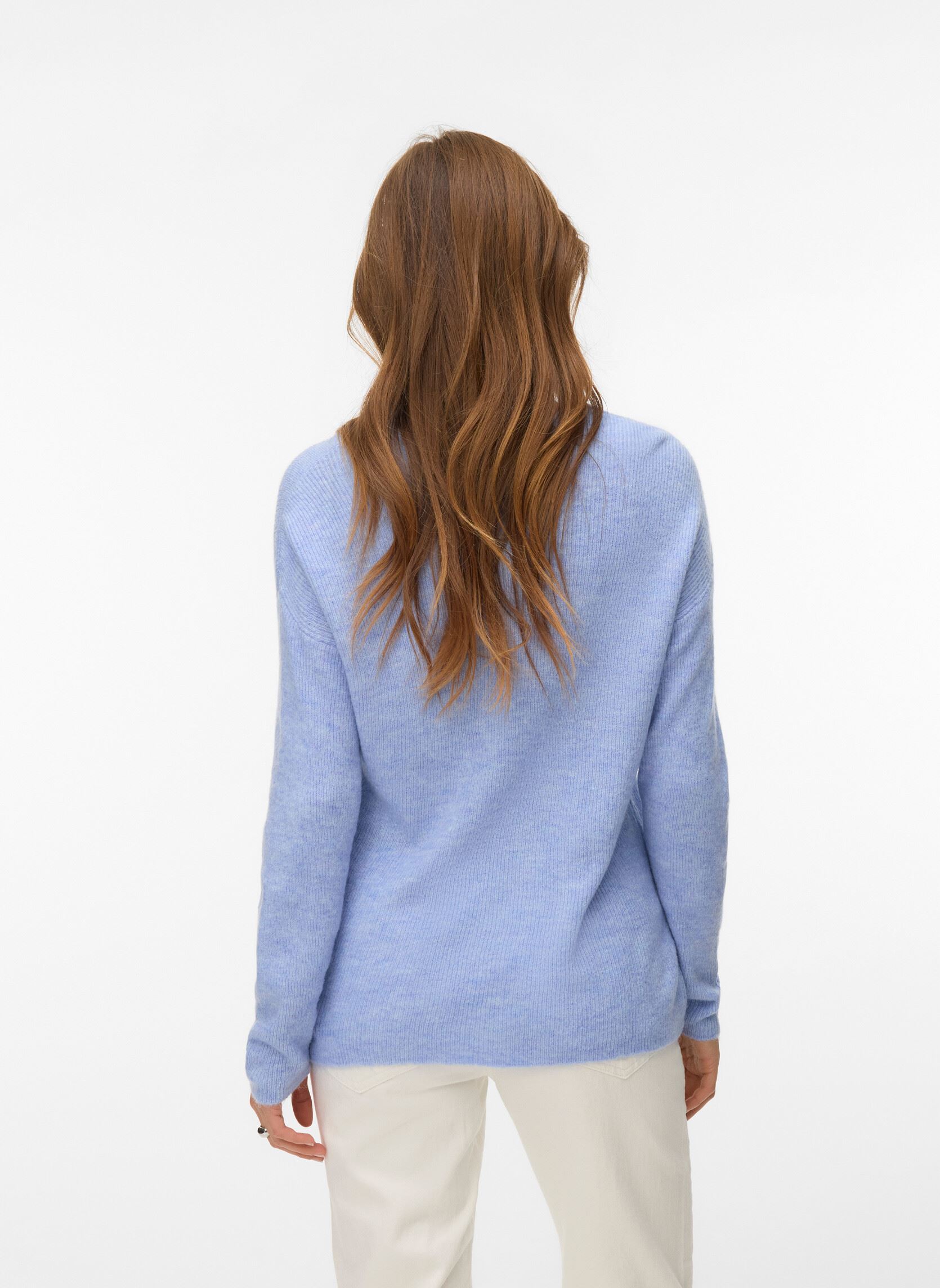 Truien Vmcrewlefile Ls V-Neck Blouse Noos dames blauw Vero Moda Truien Vmcrewlefile Ls V-Neck Blouse Noos dames blauw Brunnera Blue