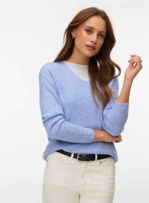 Vero Moda Pulls Vmcrewlefile Ls V-Neck Blouse Noos femme bleu