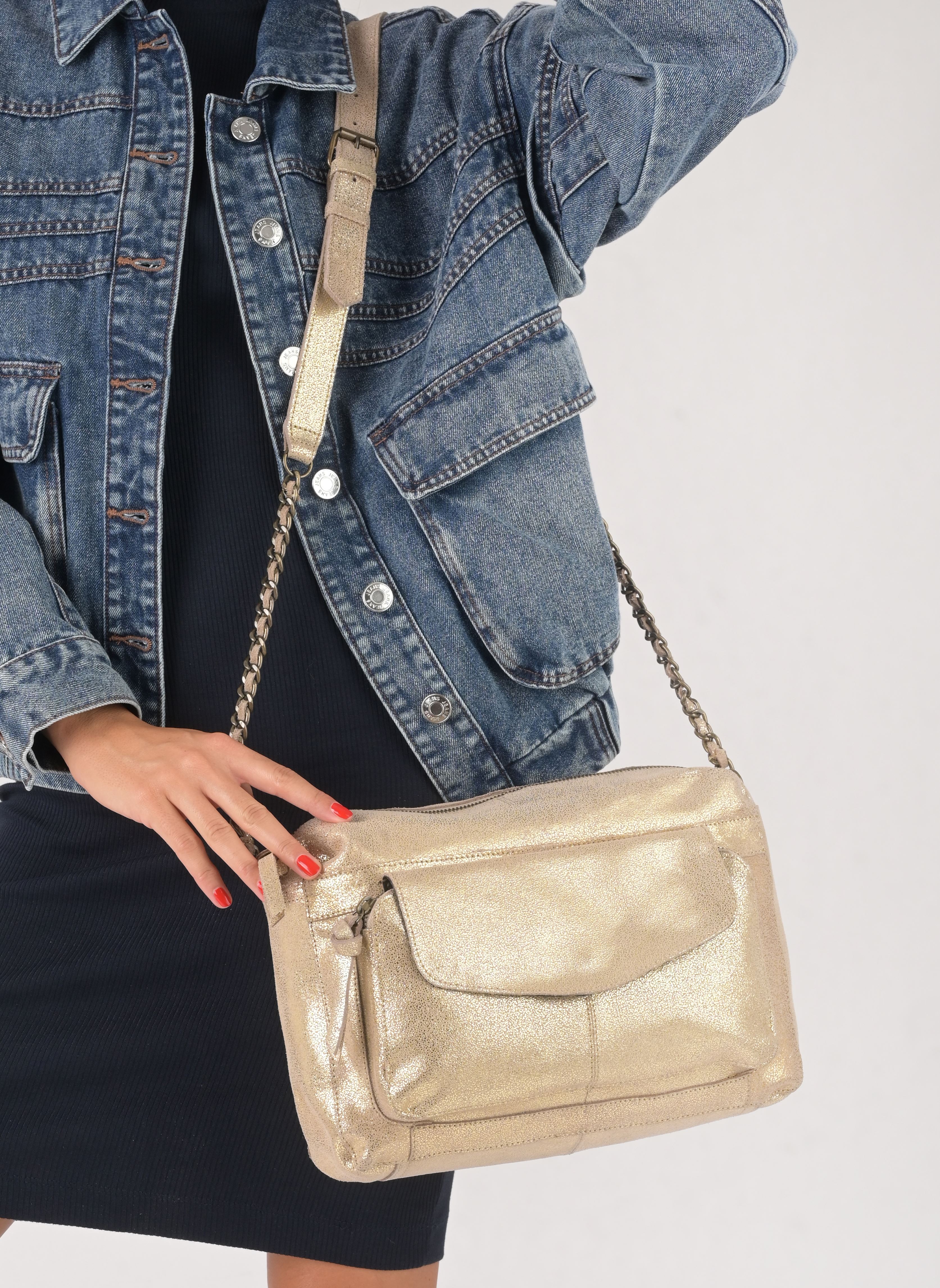 Sacs bandoulière Naina Leather Xl Cross Over Fc femme or et bronze Pieces Sacs bandoulière Naina Leather Xl Cross Over Fc femme or et bronze GOLD SNOW