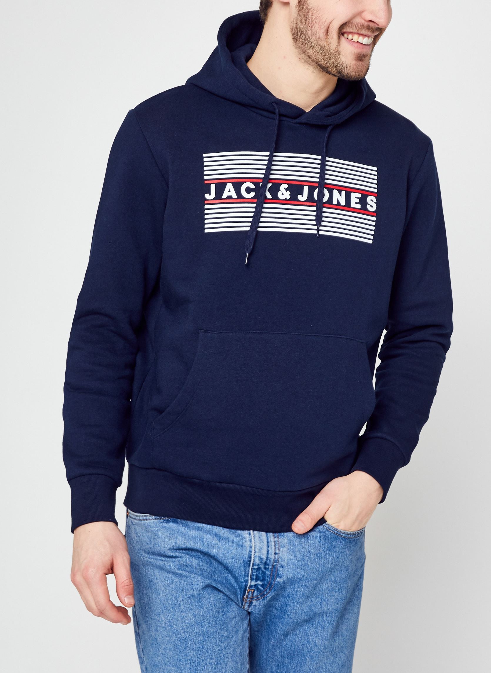 Sweat à Capuche JACK & JONES Jjecorp Logo - Homme, Regular Fit, 70% Coton 30% Polyester, Doux Et Chaud