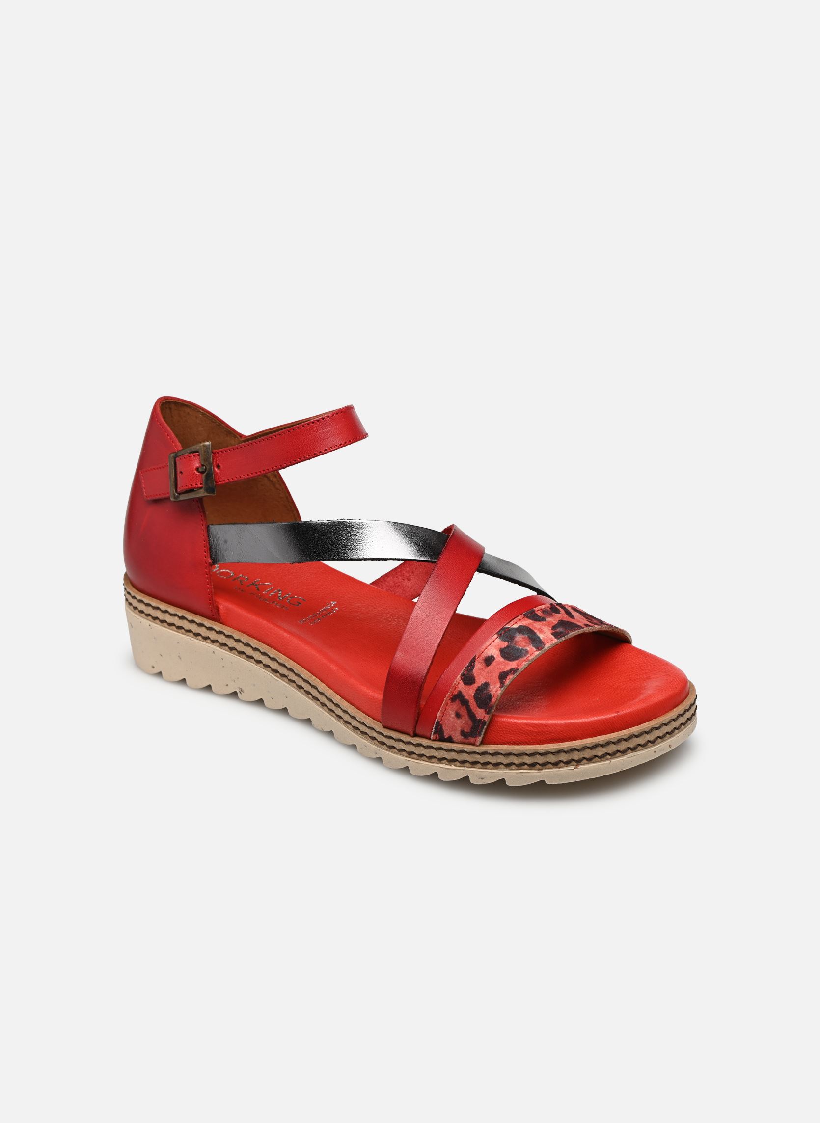 Sandalias y plataformas de cuña Espe D8774 mujer rojo Dorking Sandalias y plataformas de cuña Espe D8774 mujer rojo TEXAS+SAUVAGE+LAMIN ROJO + BAJ
