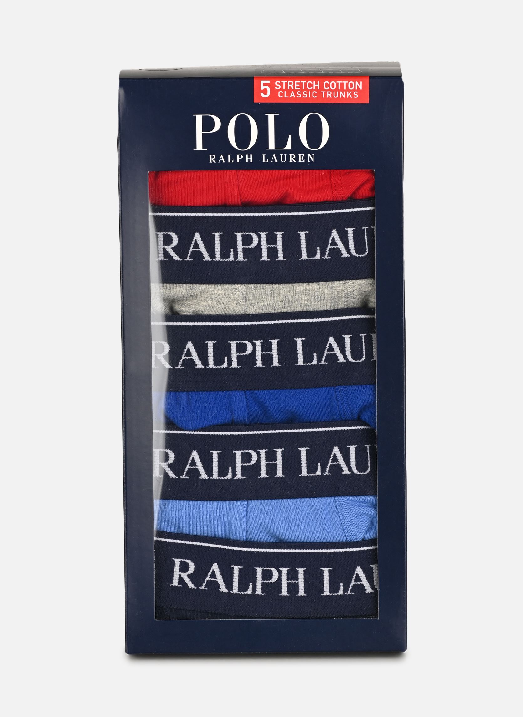 Pantalons 5 slips-boxers classiques coton stretch homme multicolore Polo Ralph Lauren Pantalons 5 slips-boxers classiques coton stretch homme multicolore 5PK RD/GRY/RYL/BLU/NVY