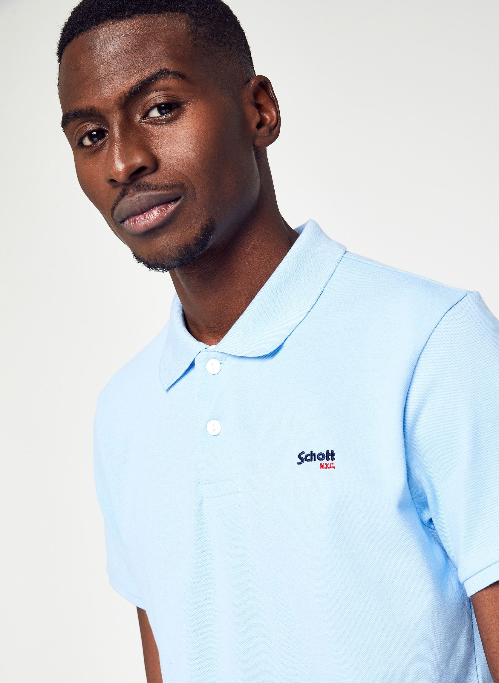 Polos PS Milton homme bleu Schott Polos PS Milton homme bleu SKY/WHITE