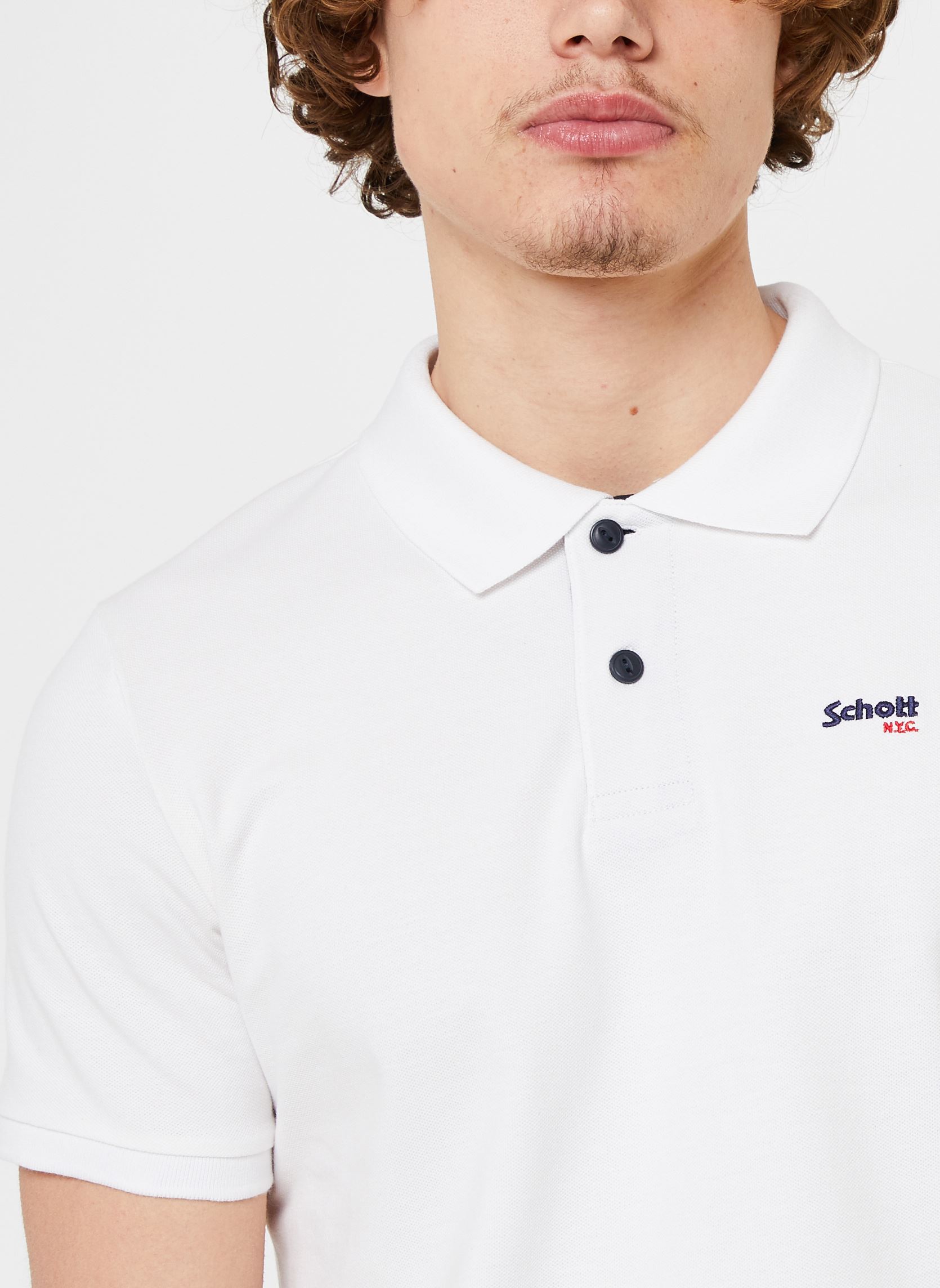 Polos PS Milton homme blanc Schott Polos PS Milton homme blanc WHITE/NAVY