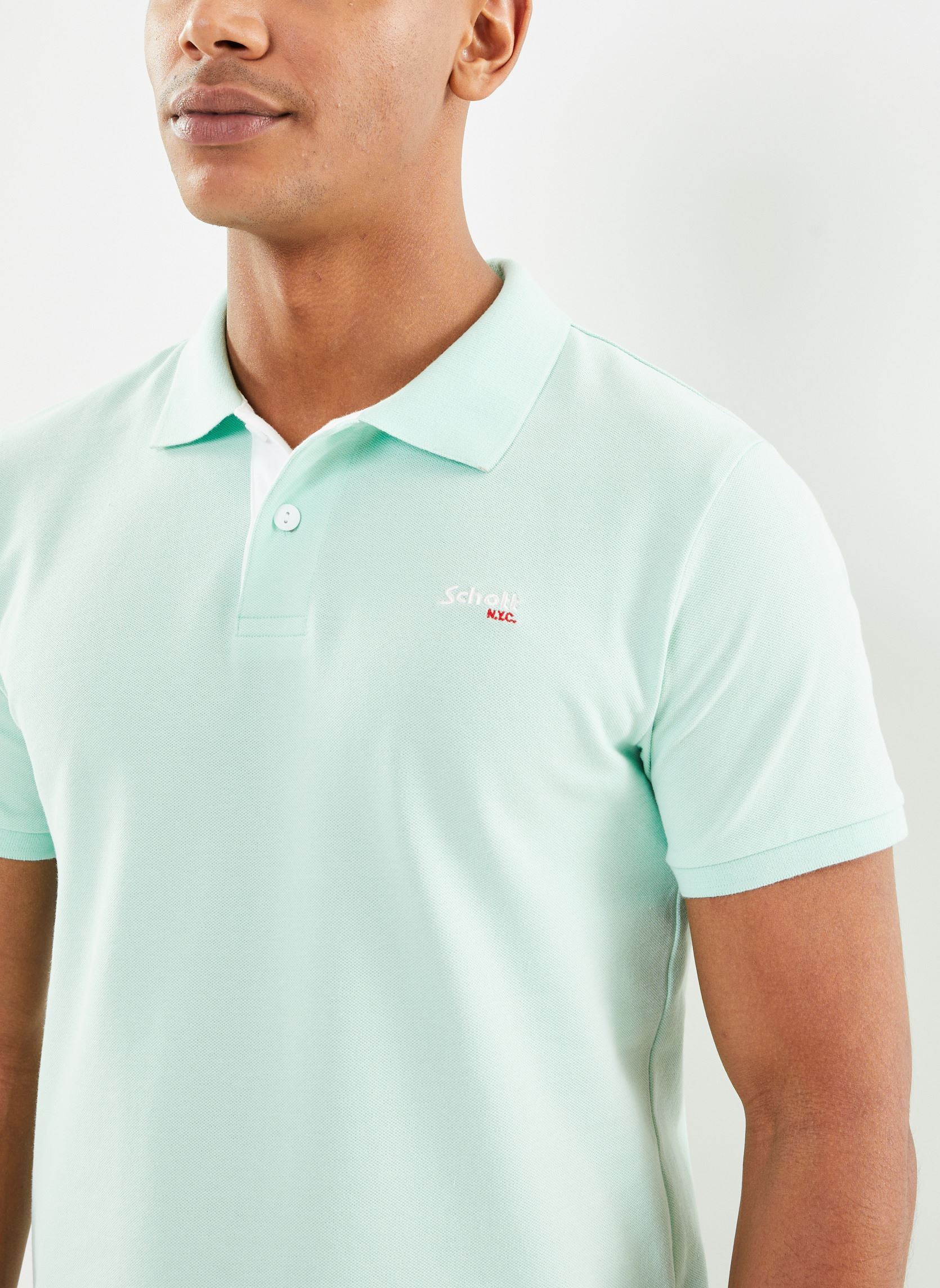 Polos PS Milton homme vert Schott Polos PS Milton homme vert PASTEL GREEN/WH