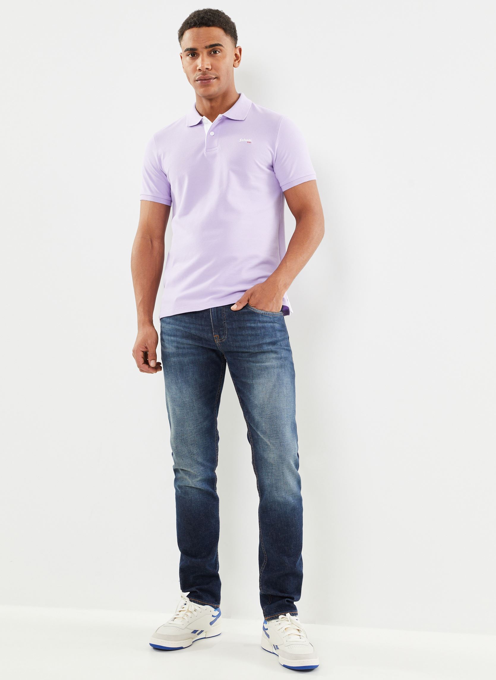 Polos PS Milton homme violet Schott Polos PS Milton homme violet PASTEL PURPLE/W