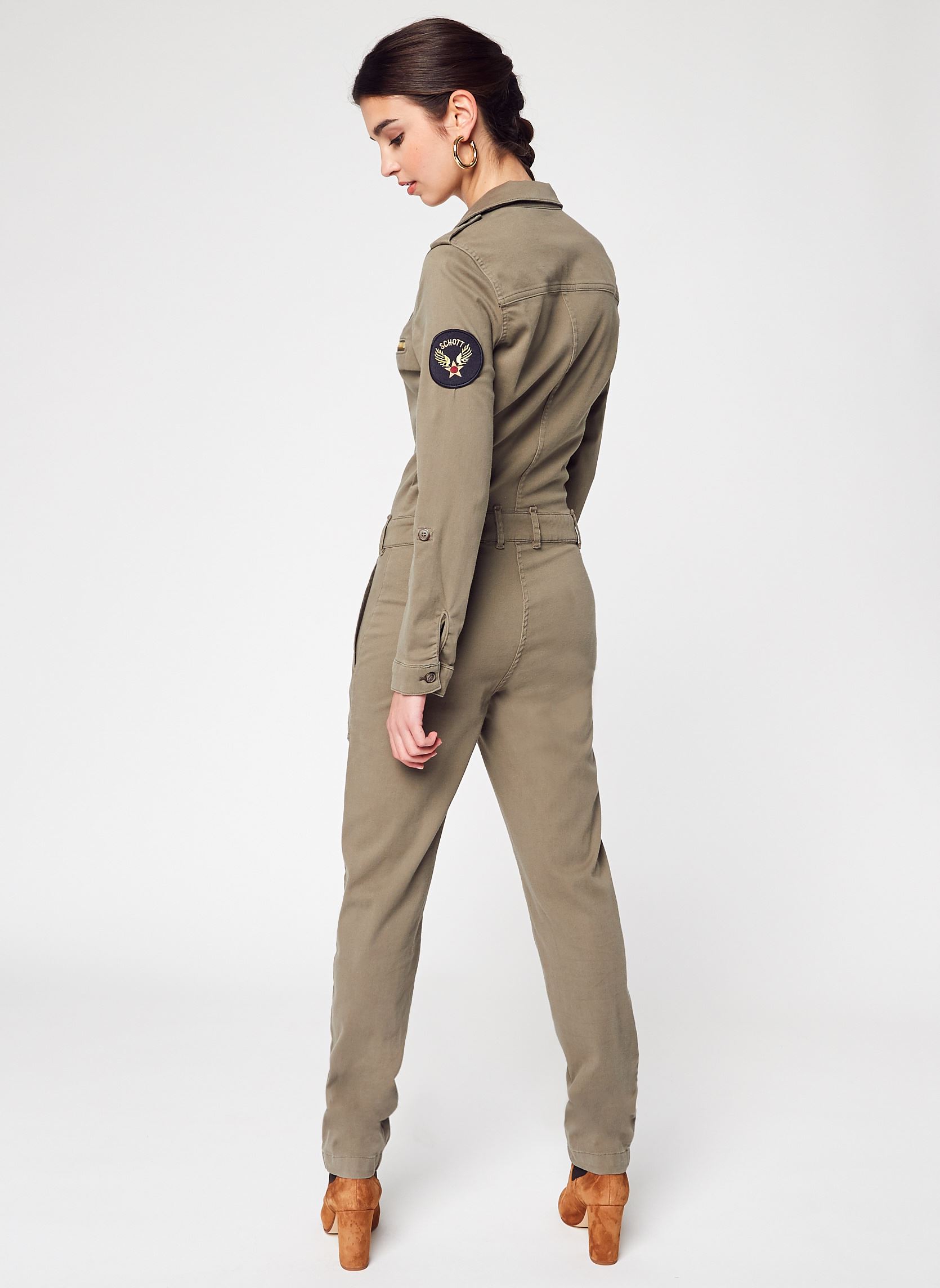 Jumpsuits / Overalls Combinaison-TRJUMP21W damen grün Schott Jumpsuits / Overalls Combinaison-TRJUMP21W damen grün Light Kaki