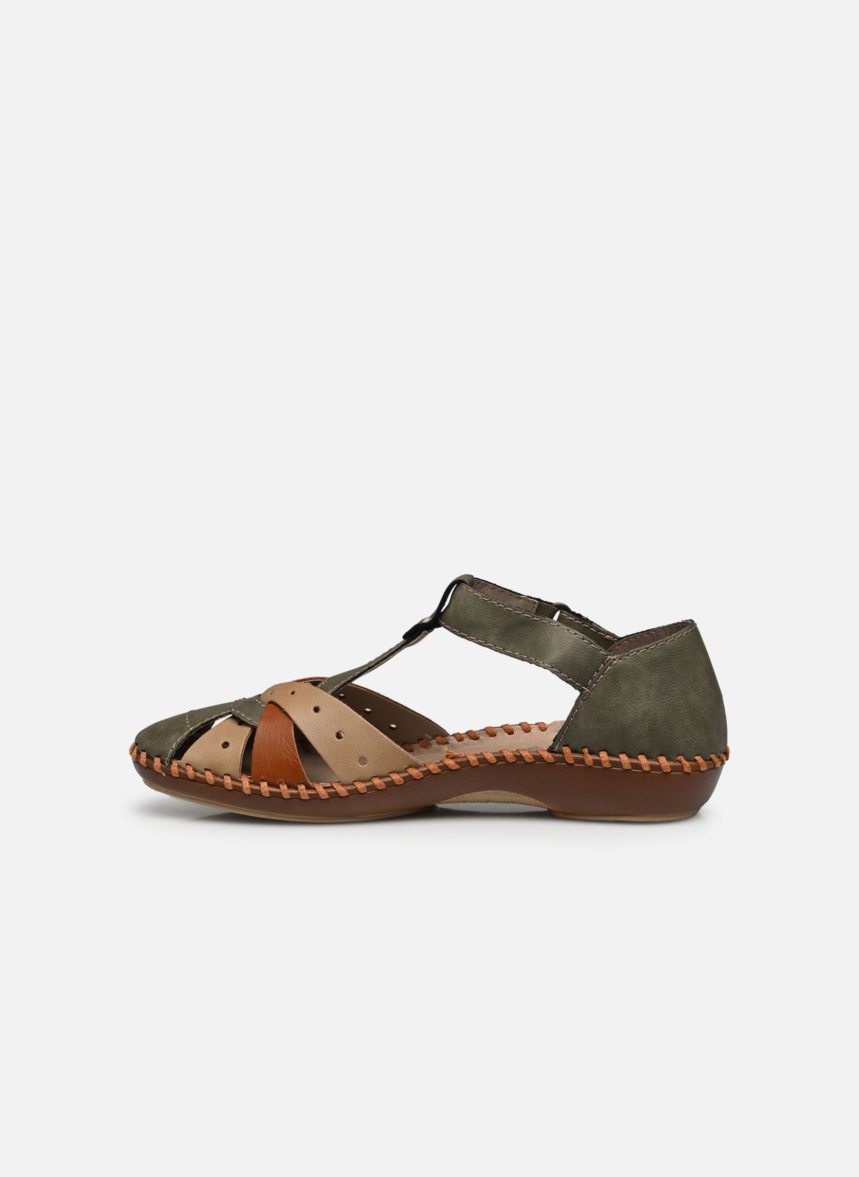 Sandales M1655 femme vert Rieker Sandales M1655 femme vert OLIVE/BEIGE/CAYENNE