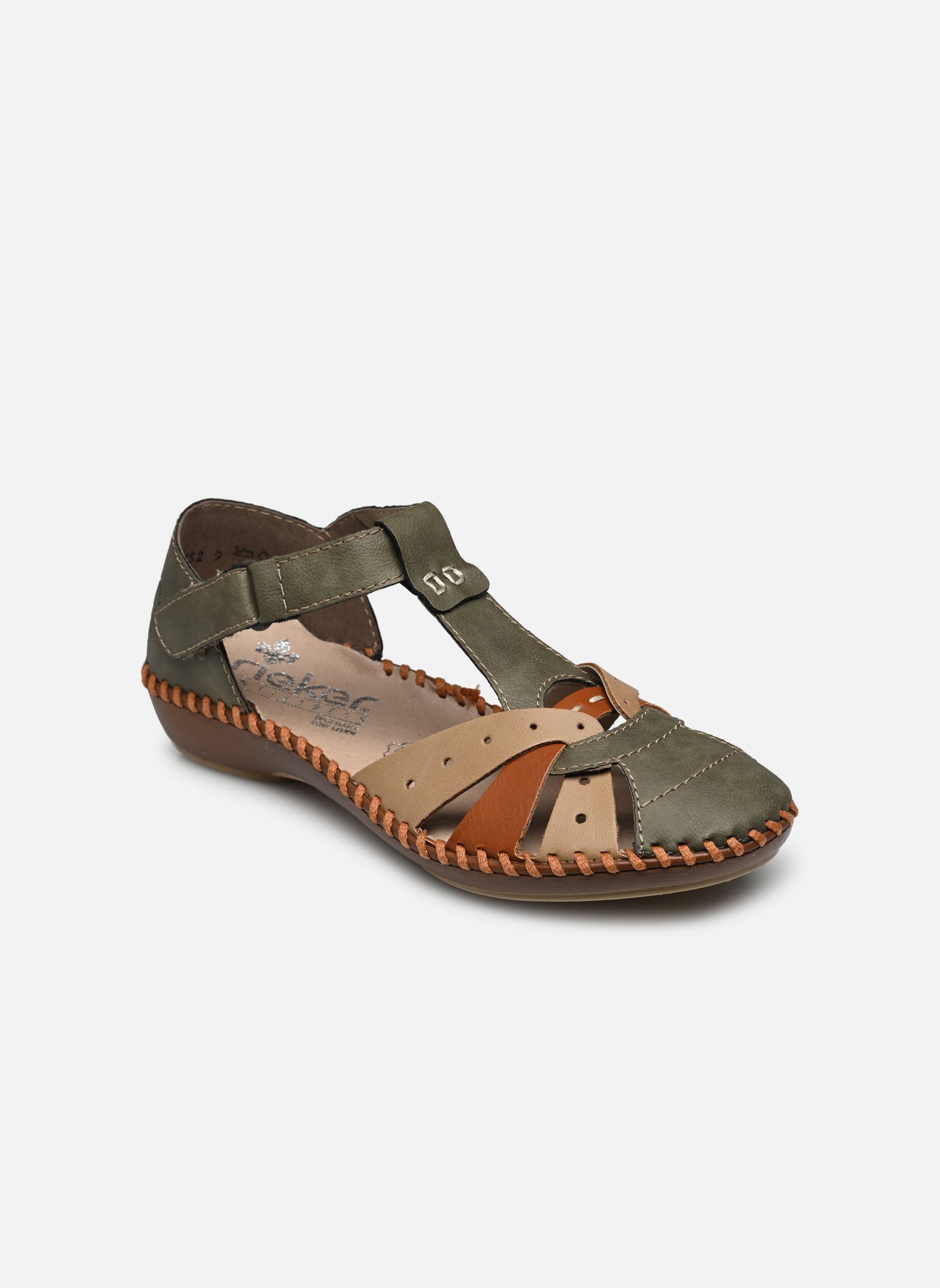 Sandales M1655 femme vert Rieker Sandales M1655 femme vert OLIVE/BEIGE/CAYENNE