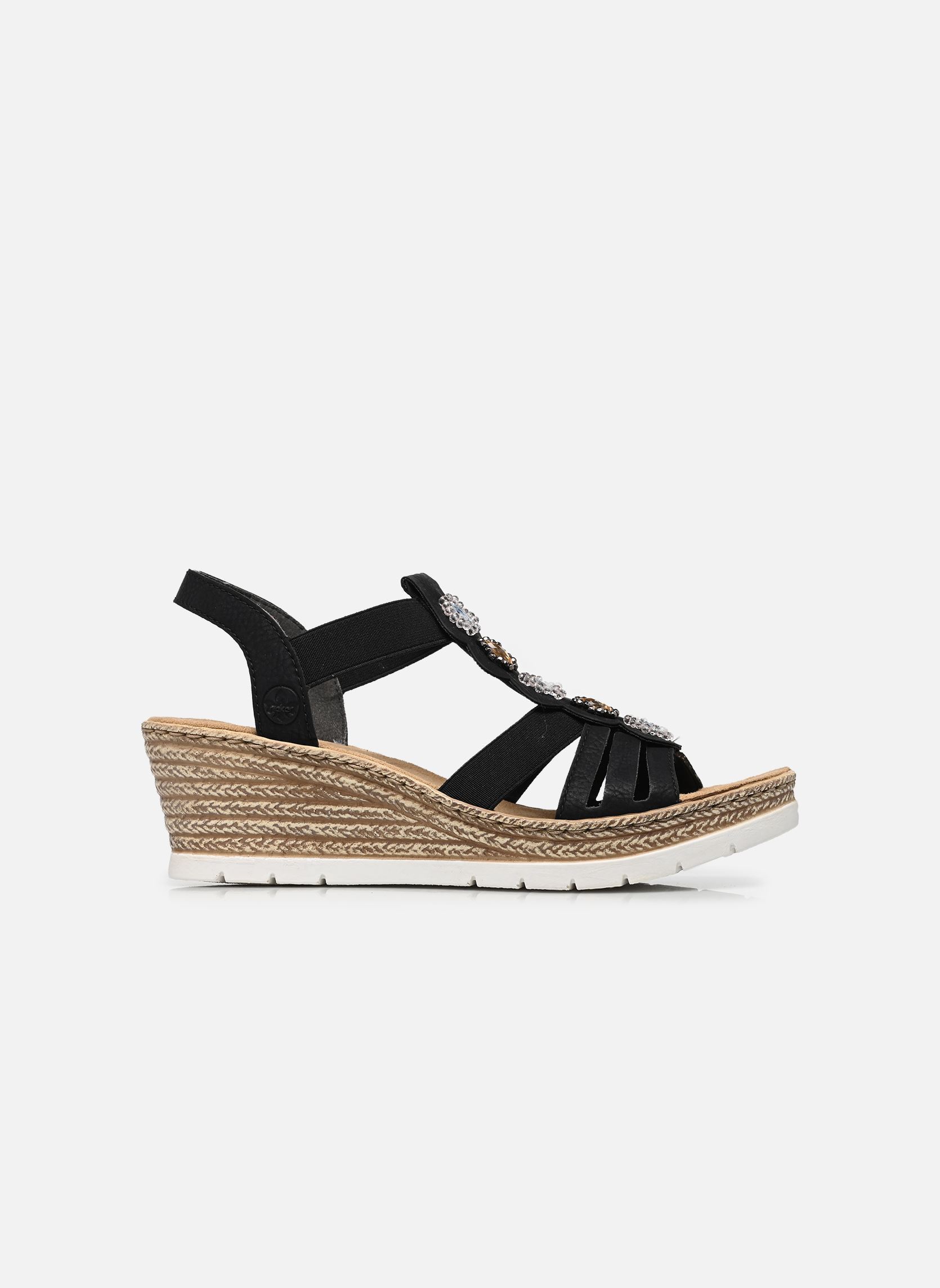 Sandalen met sleehak en plateau 619B2 dames zwart Rieker Sandalen met sleehak en plateau 619B2 dames zwart SCHWARZ
