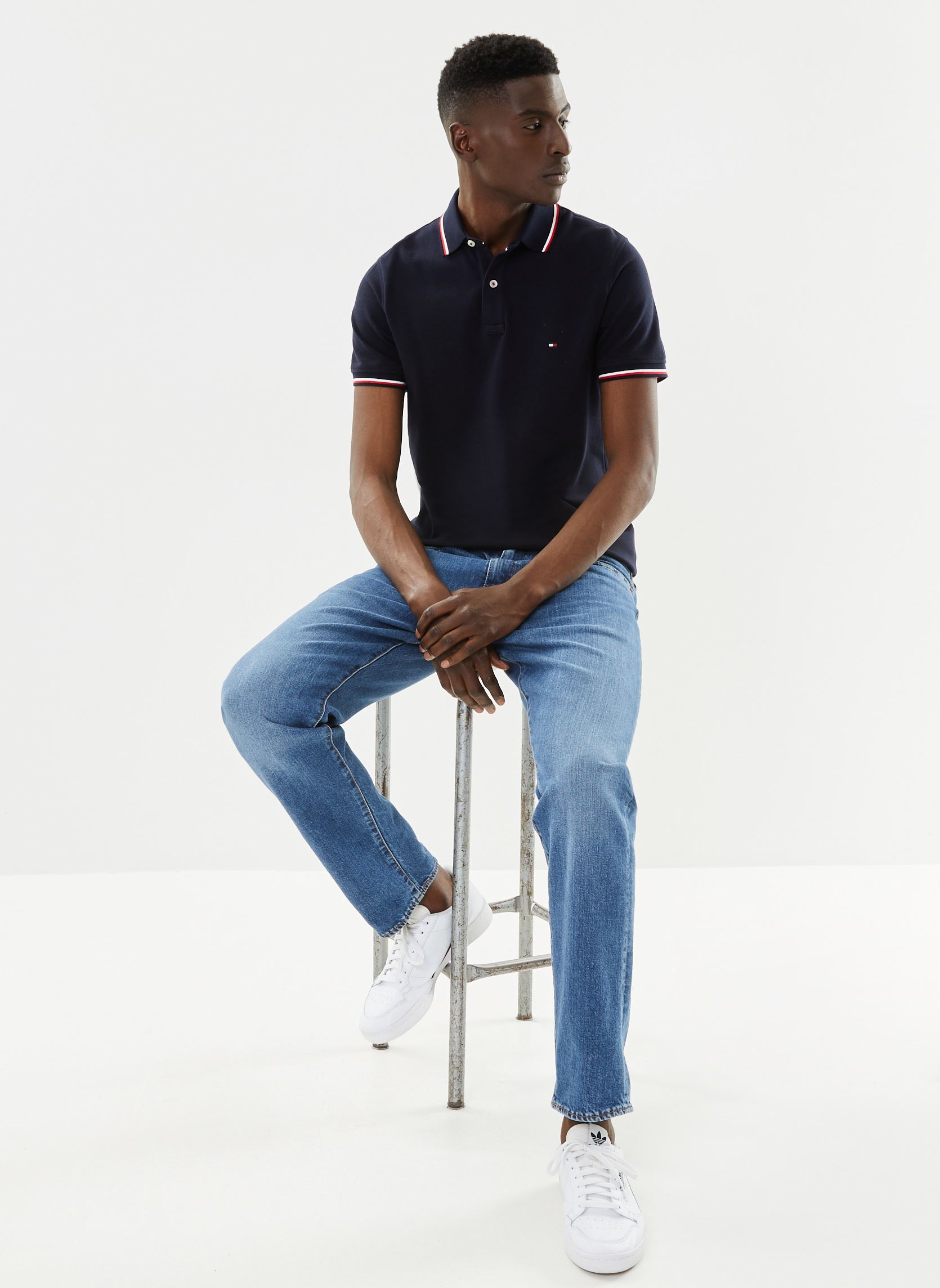Polos Core Tommy Tipped Slim Polo homme bleu Tommy Hilfiger Polos Core Tommy Tipped Slim Polo homme bleu DESERT SKY