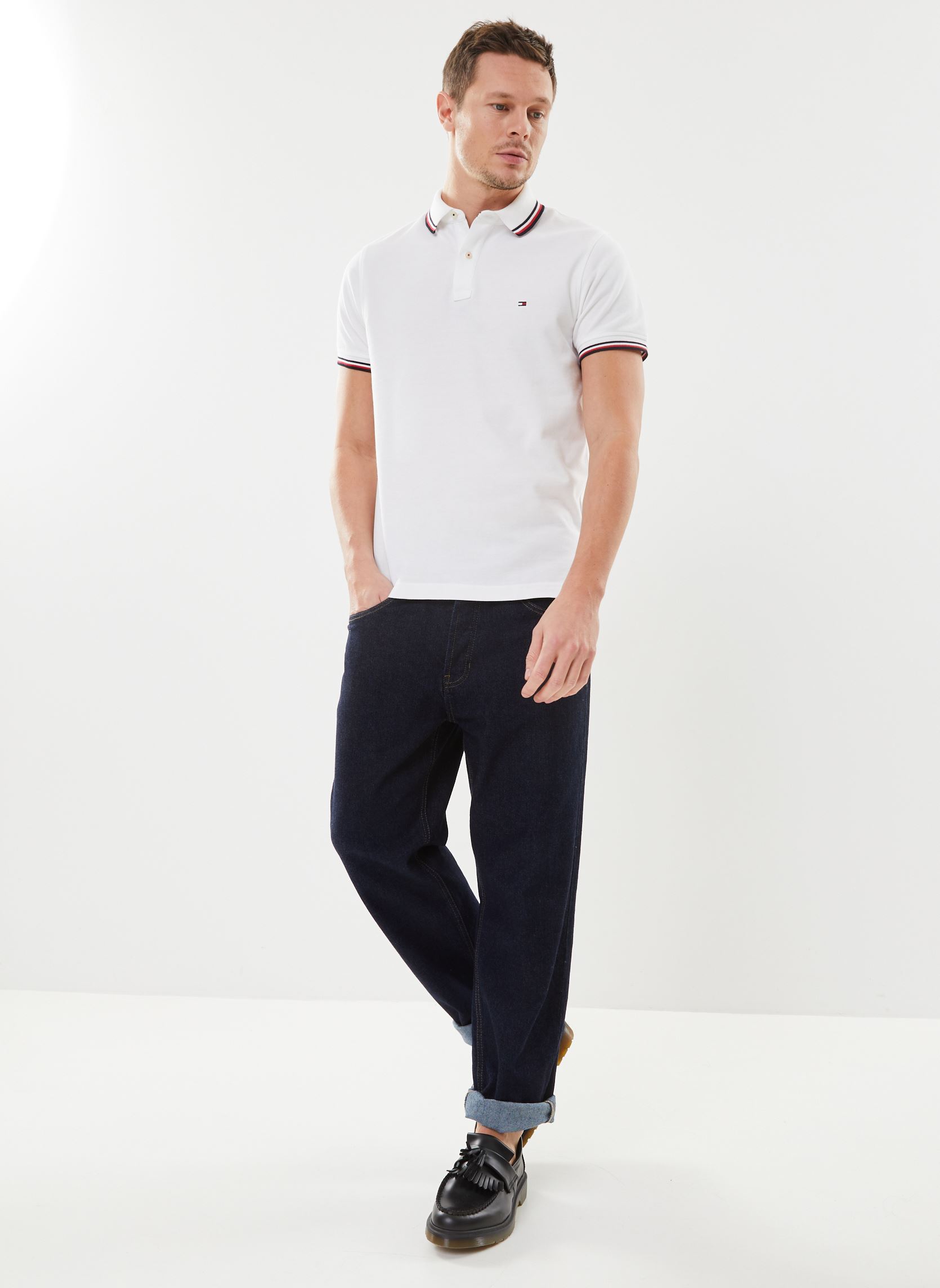 Polos Core Tommy Tipped Slim Polo homme blanc Tommy Hilfiger Polos Core Tommy Tipped Slim Polo homme blanc WHITE