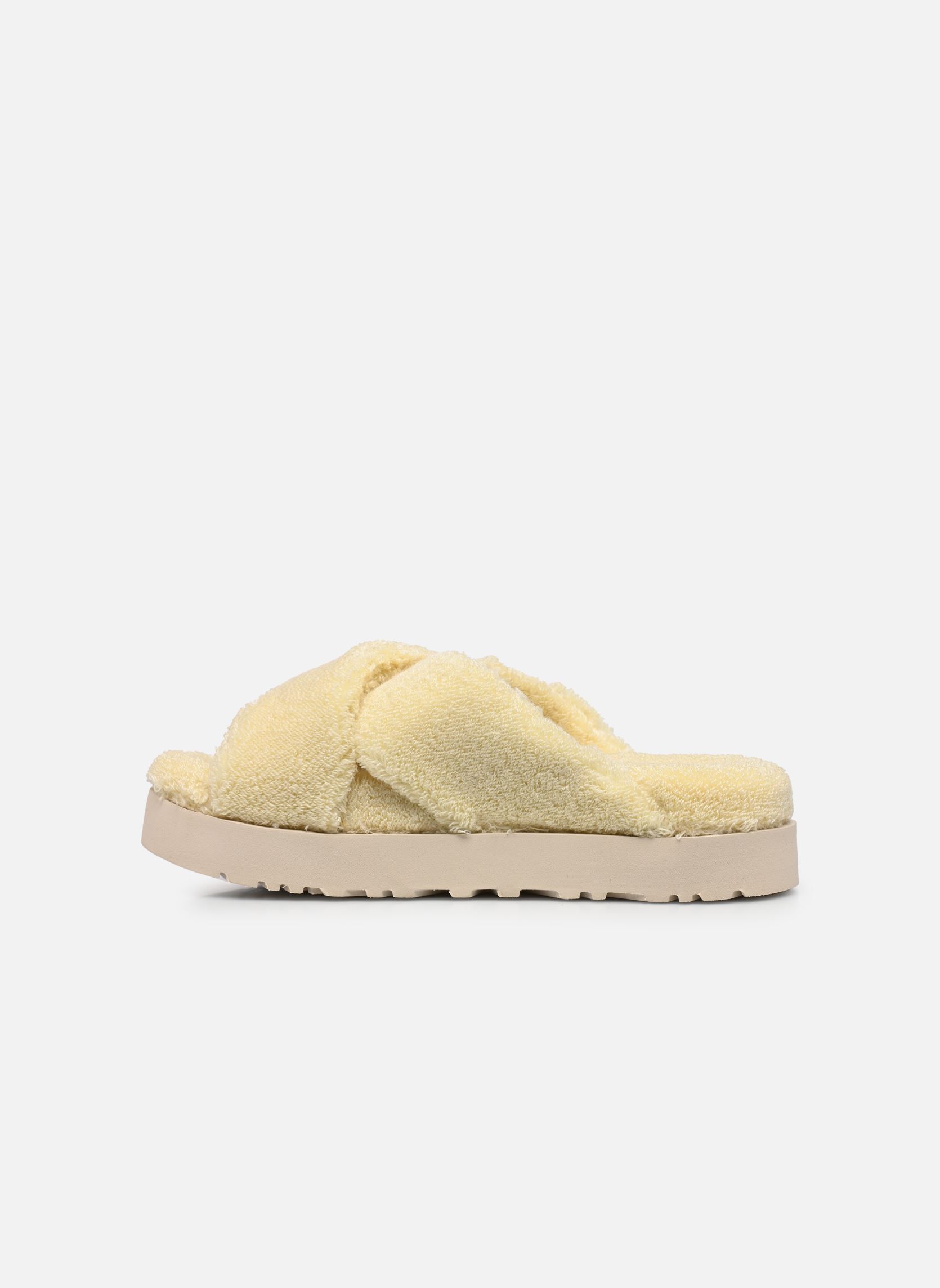 Chaussons W FUZZ SUGAR TERRY CROSS SLIDE femme jaune UGG Chaussons W FUZZ SUGAR TERRY CROSS SLIDE femme jaune BANANA PUDDING