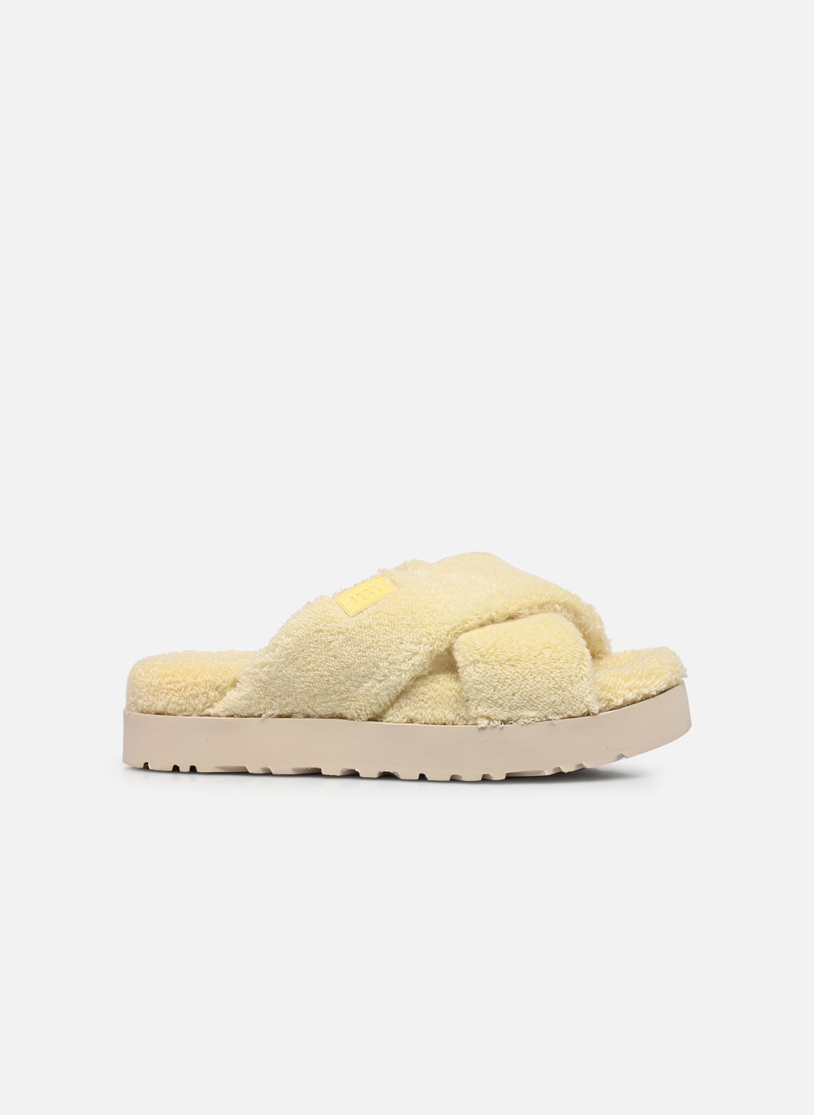 Chaussons W FUZZ SUGAR TERRY CROSS SLIDE femme jaune UGG Chaussons W FUZZ SUGAR TERRY CROSS SLIDE femme jaune BANANA PUDDING