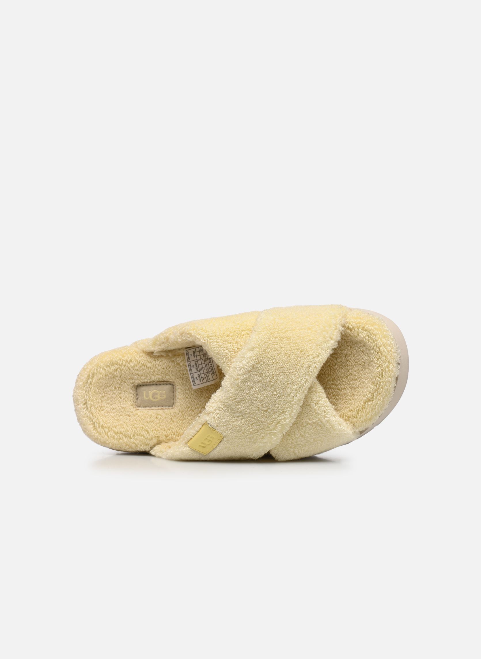Chaussons W FUZZ SUGAR TERRY CROSS SLIDE femme jaune UGG Chaussons W FUZZ SUGAR TERRY CROSS SLIDE femme jaune BANANA PUDDING