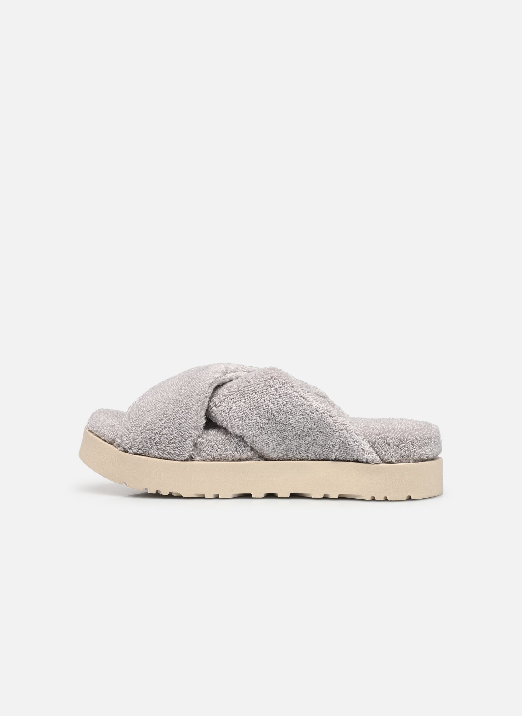 Pantofole W FUZZ SUGAR TERRY CROSS SLIDE donna argento UGG Pantofole W FUZZ SUGAR TERRY CROSS SLIDE donna argento METAL GREY