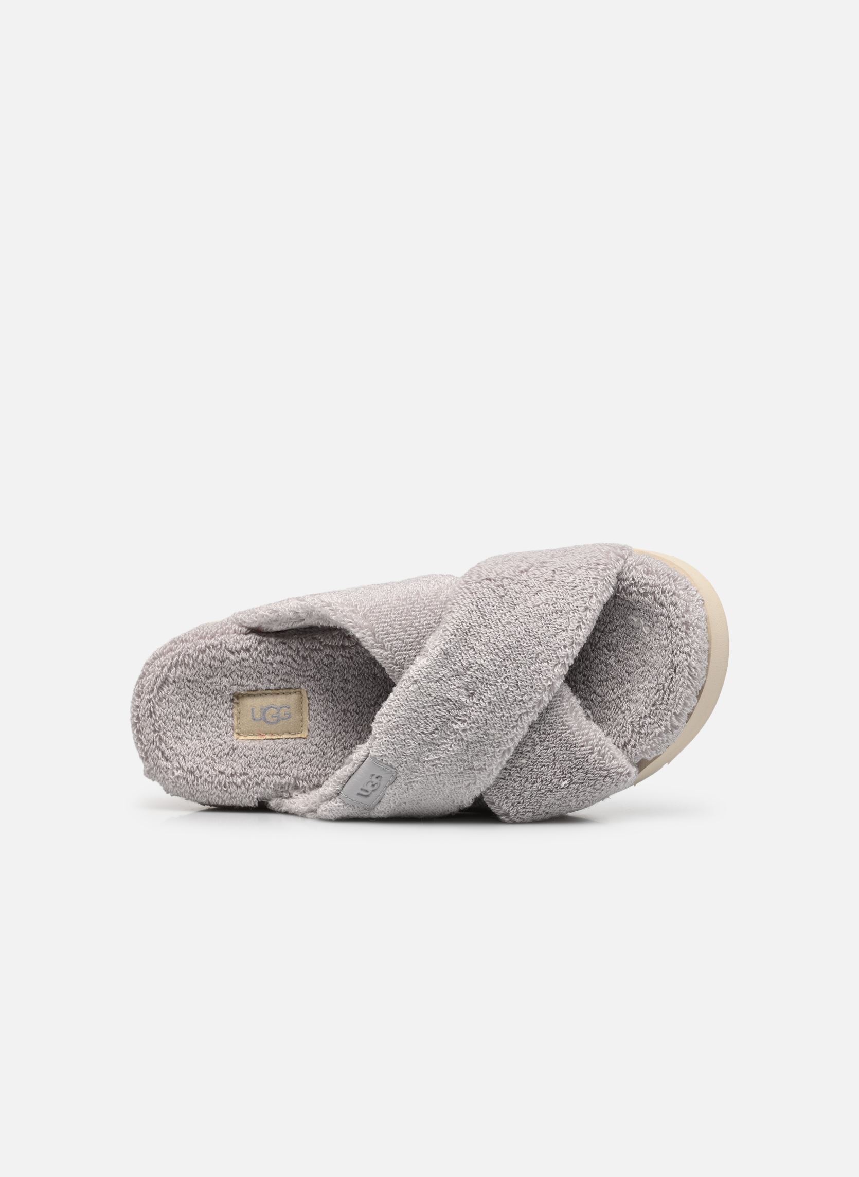 Pantofole W FUZZ SUGAR TERRY CROSS SLIDE donna argento UGG Pantofole W FUZZ SUGAR TERRY CROSS SLIDE donna argento METAL GREY