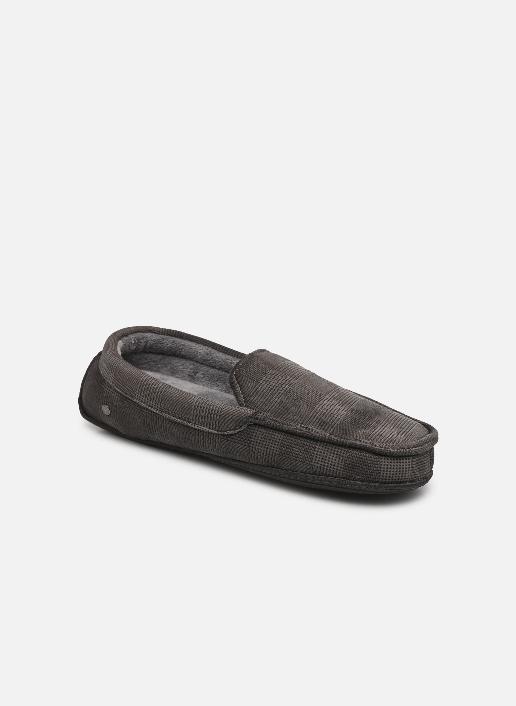 Chaussons Mocassins - Velours Ultra Doux - Semelle homme gris Isotoner Chaussons Mocassins - Velours Ultra Doux - Semelle homme gris GRIS