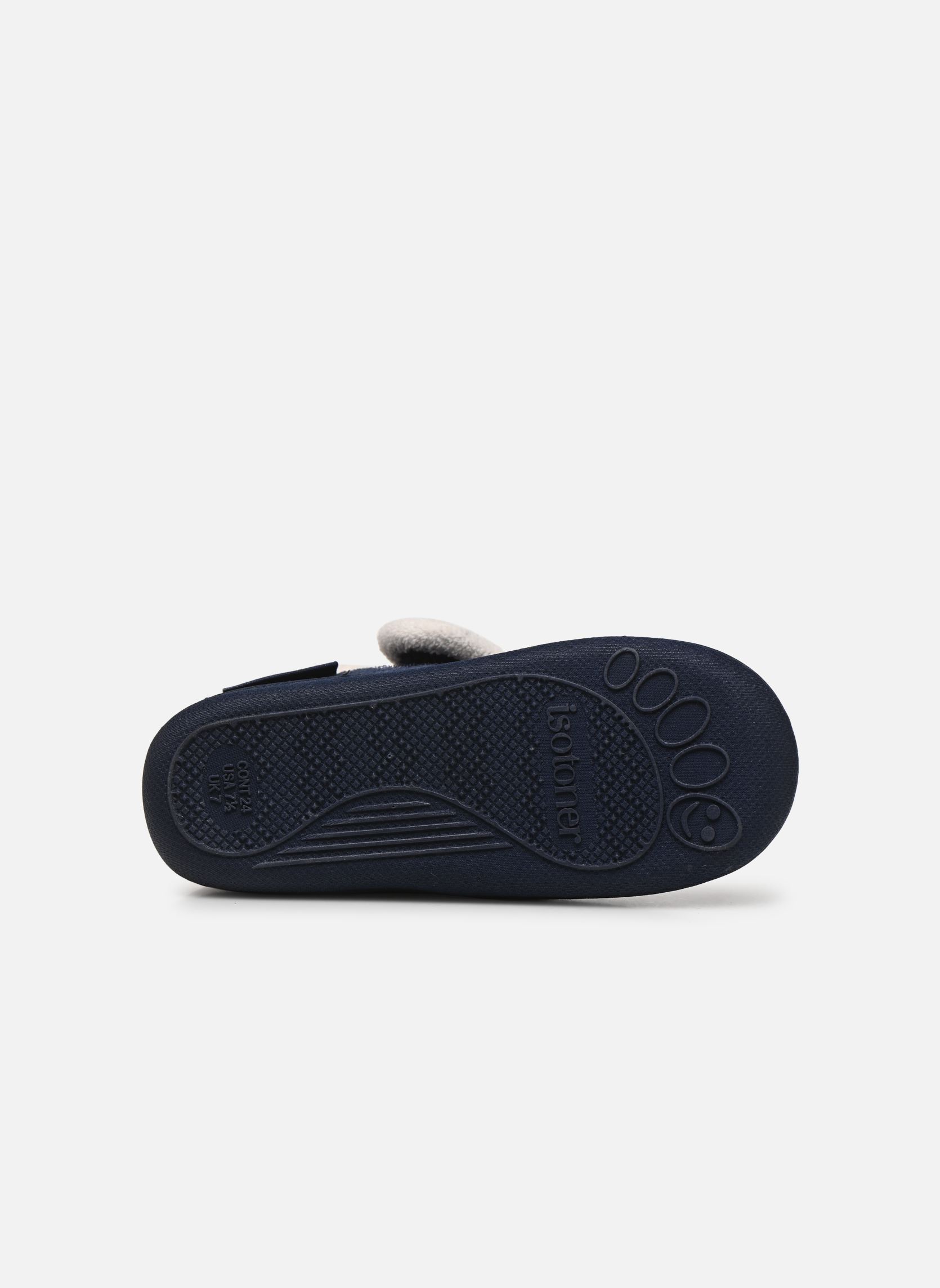 Hausschuhe Bottillons Velcro Fille - Micro-Eponge mädchen blau Isotoner Hausschuhe Bottillons Velcro Fille - Micro-Eponge mädchen blau MARINE