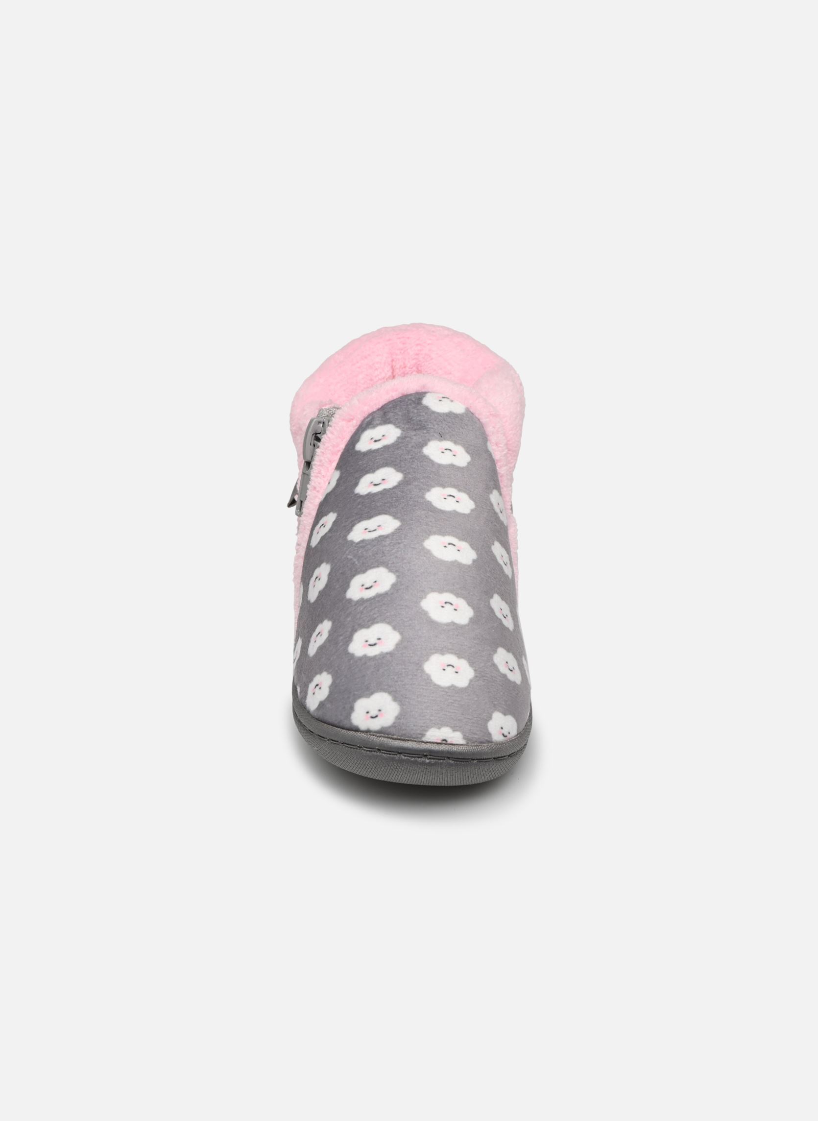 Hausschuhe Bottillons Zip Fille - Velours Ultra Dou mädchen grau Isotoner Hausschuhe Bottillons Zip Fille - Velours Ultra Dou mädchen grau NUAGE