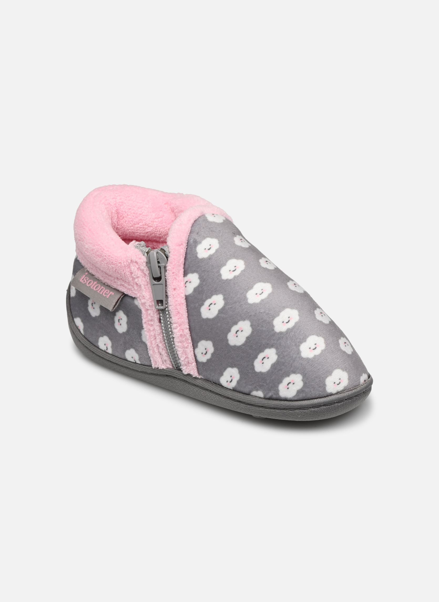 Hausschuhe Bottillons Zip Fille - Velours Ultra Dou mädchen grau Isotoner Hausschuhe Bottillons Zip Fille - Velours Ultra Dou mädchen grau NUAGE
