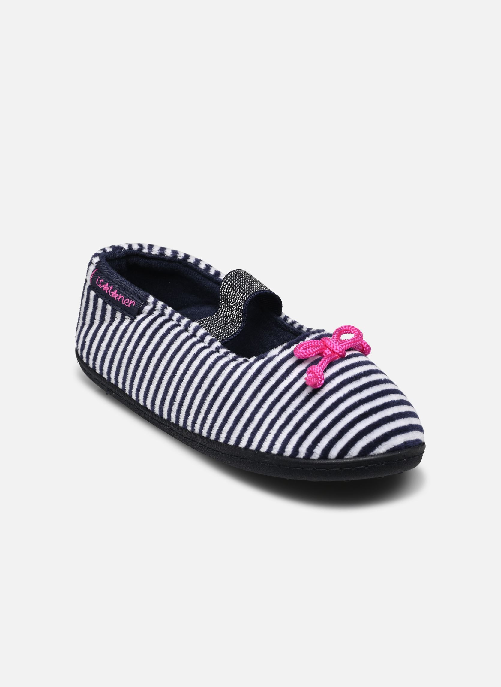 Chaussons Ballerines fille bleu Isotoner Chaussons Ballerines fille bleu RAYURES