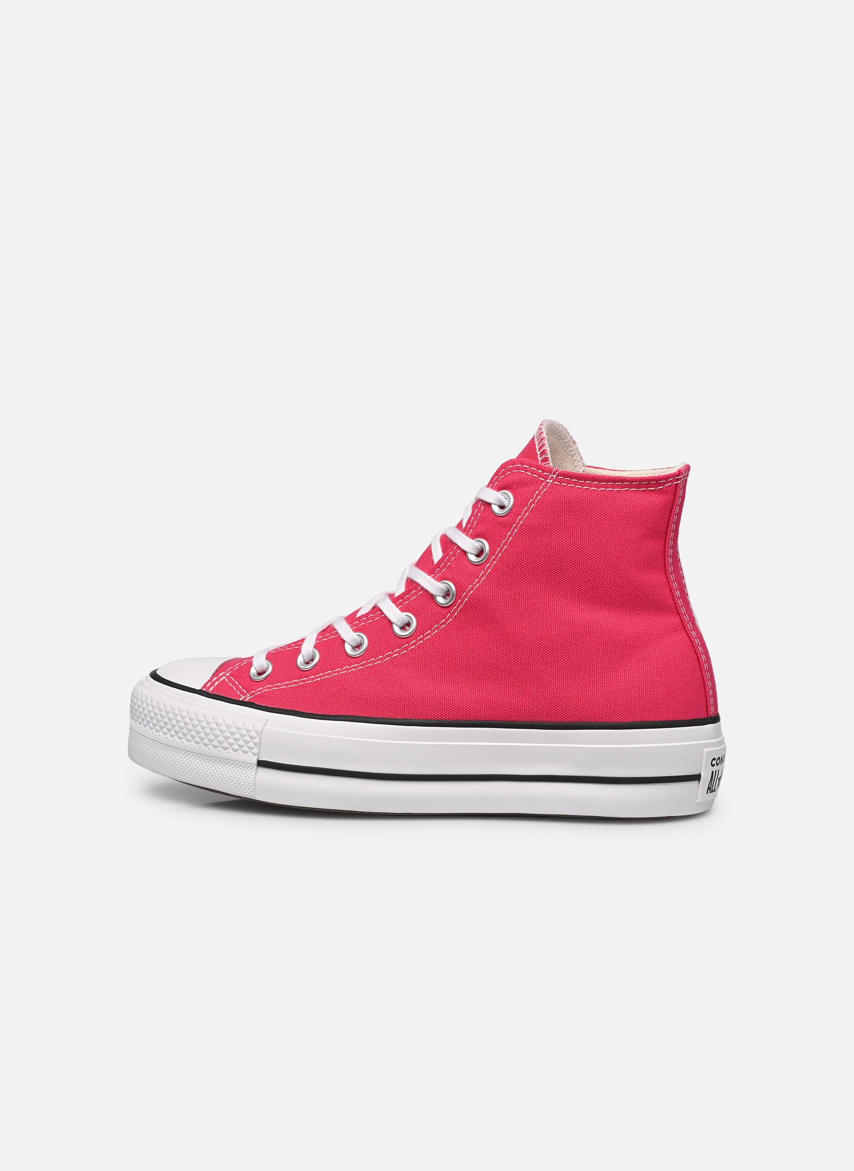 Leinen-Sneaker Chuck Taylor All Star Lift Hi damen rosa Converse Leinen-Sneaker Chuck Taylor All Star Lift Hi damen rosa CERISE PINK/WHITE/BLACK