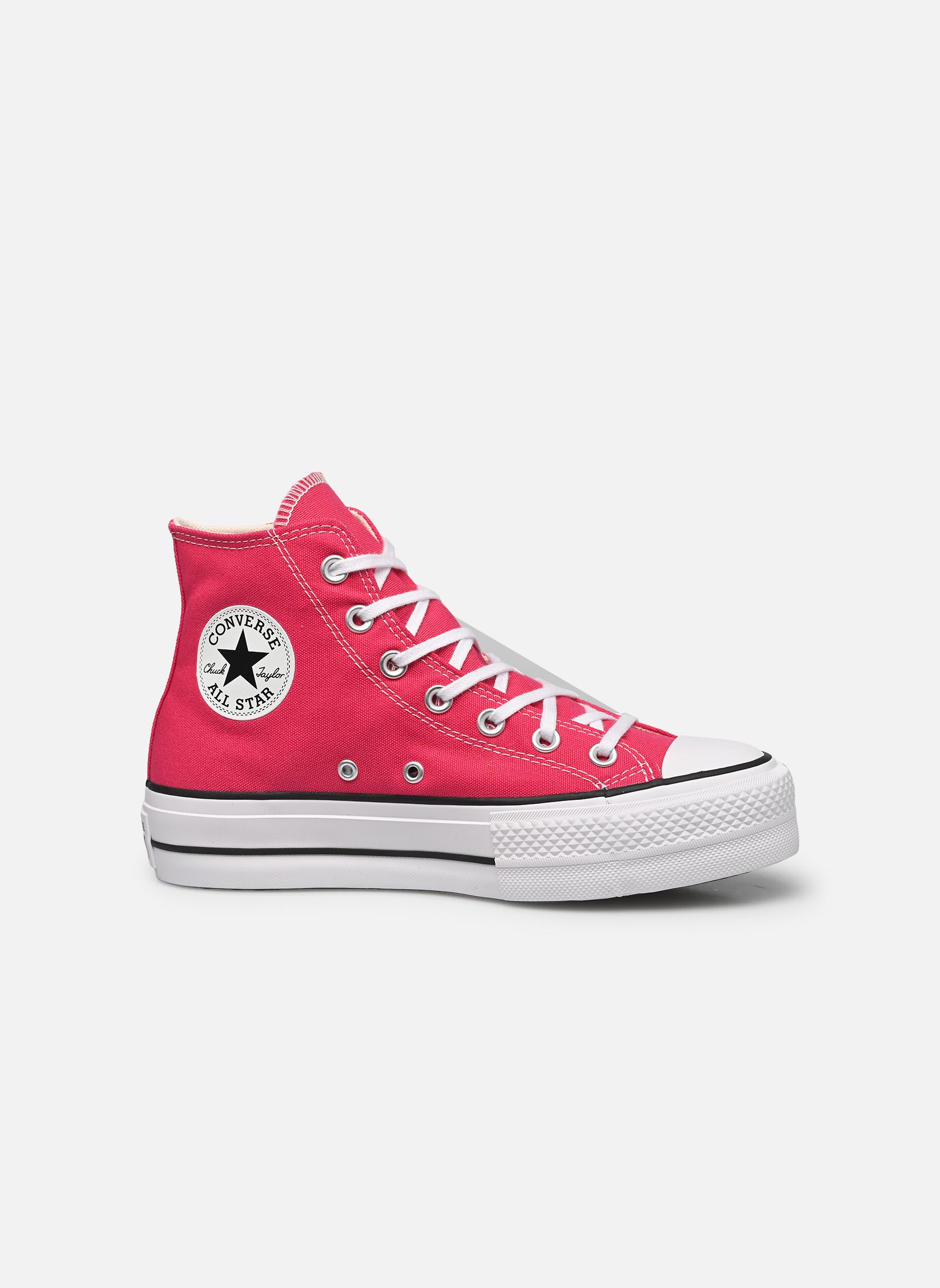 Leinen-Sneaker Chuck Taylor All Star Lift Hi damen rosa Converse Leinen-Sneaker Chuck Taylor All Star Lift Hi damen rosa CERISE PINK/WHITE/BLACK