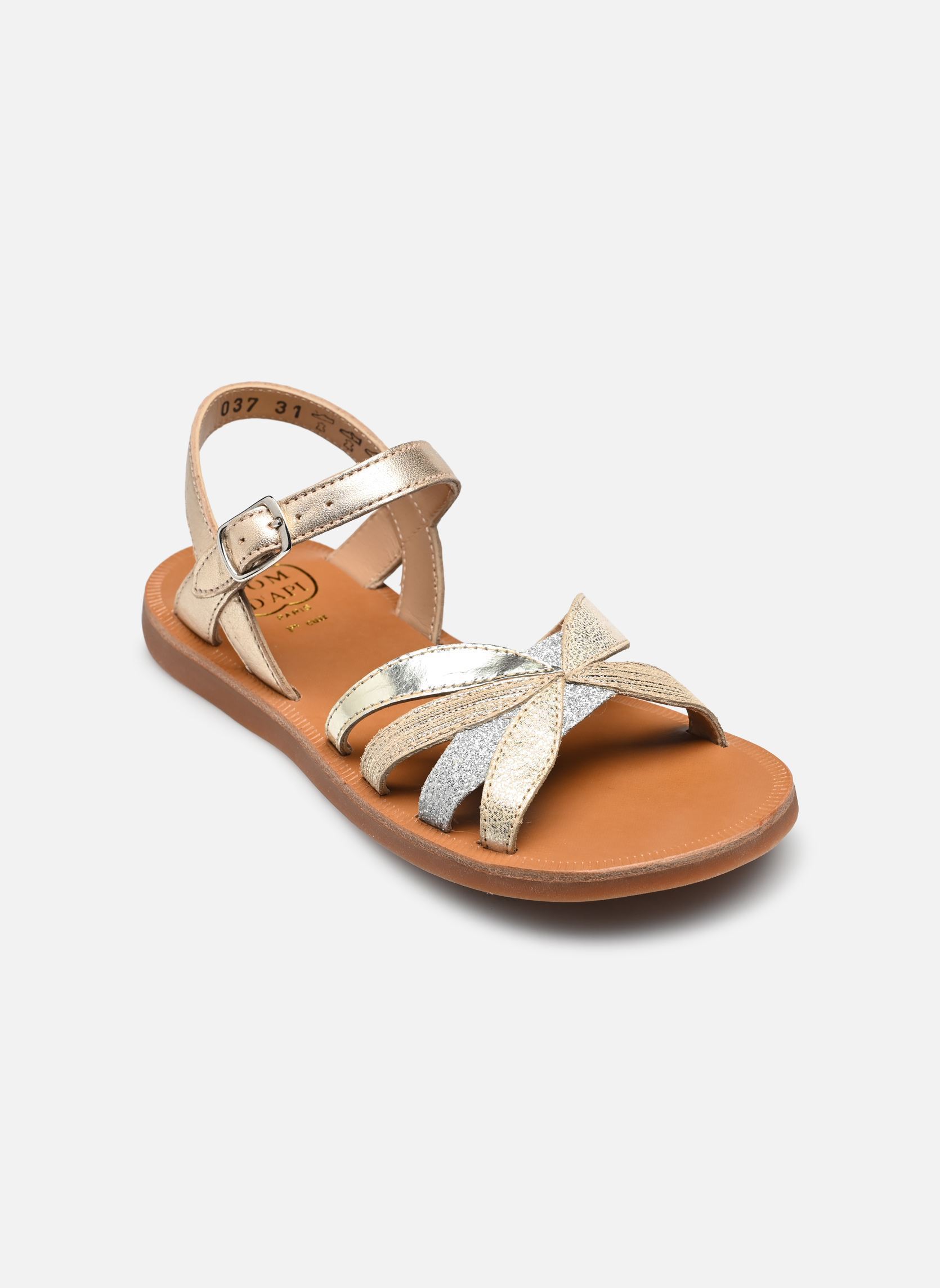 Sandalen Plagette Oto meisjes goud en brons Pom d Api Sandalen Plagette Oto meisjes goud en brons PLATINE-MULTI