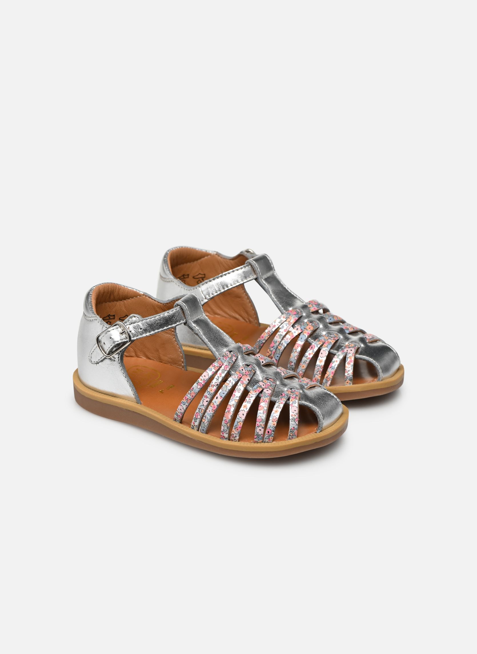 Sandalen Poppy Royal mädchen silber Pom d Api Sandalen Poppy Royal mädchen silber PLATINE