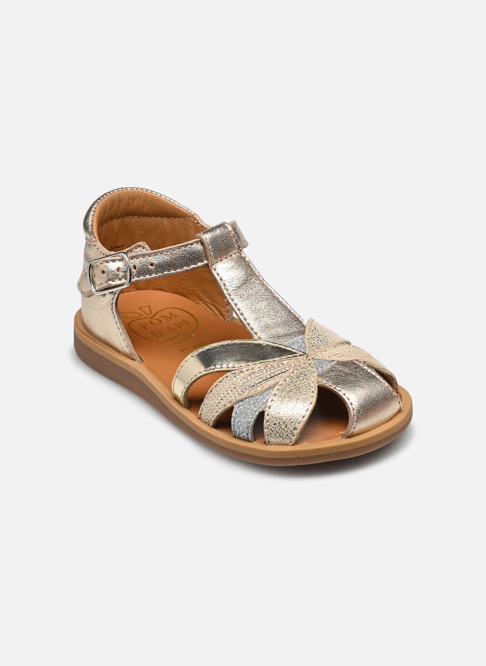 Sandalias Poppy Oto niña oro y bronce Pom d Api Sandalias Poppy Oto niña oro y bronce PLATINE