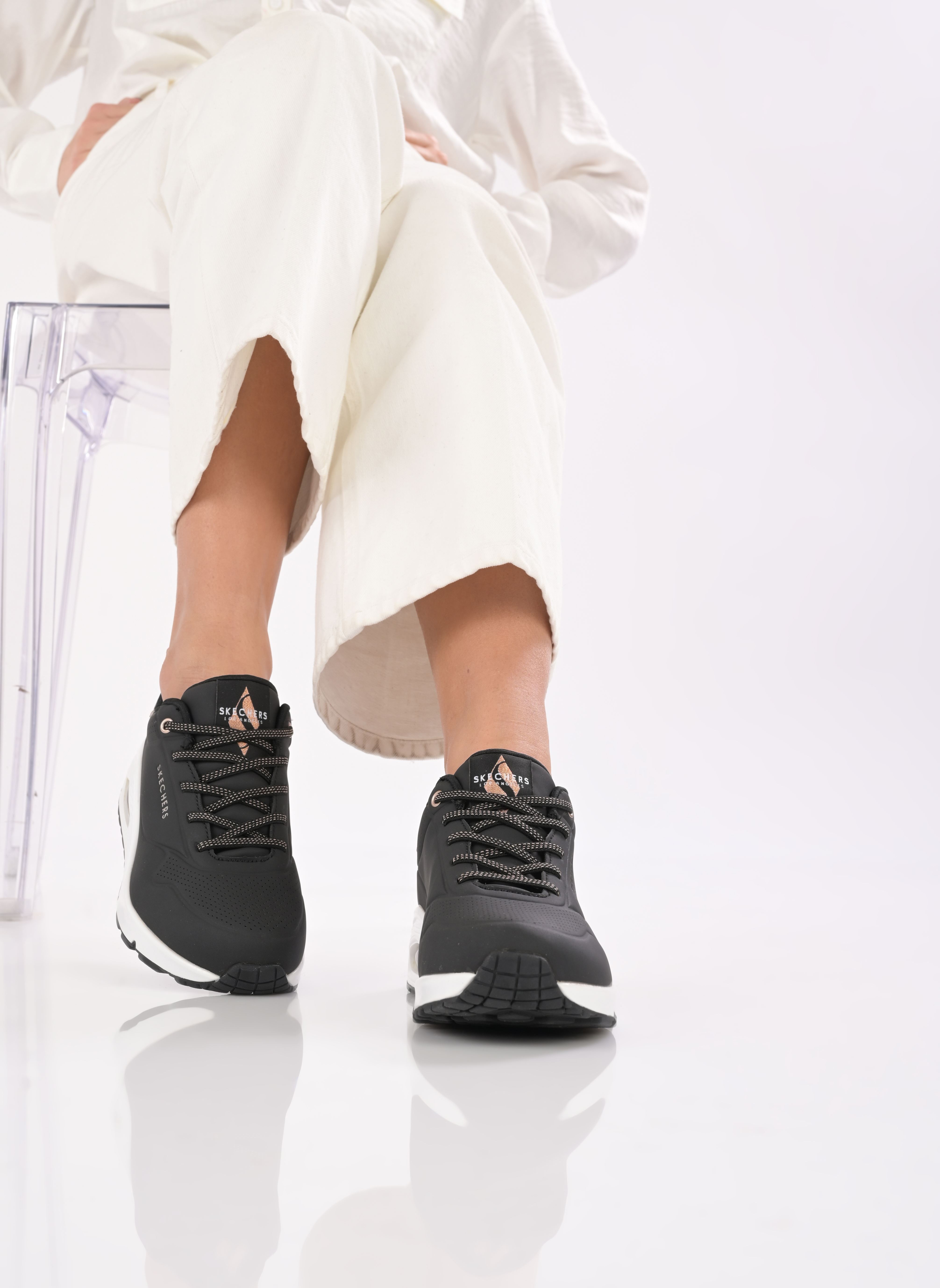 Niedrige Sneaker Uno - Shimmer Away damen schwarz Skechers Niedrige Sneaker Uno - Shimmer Away damen schwarz BLK
