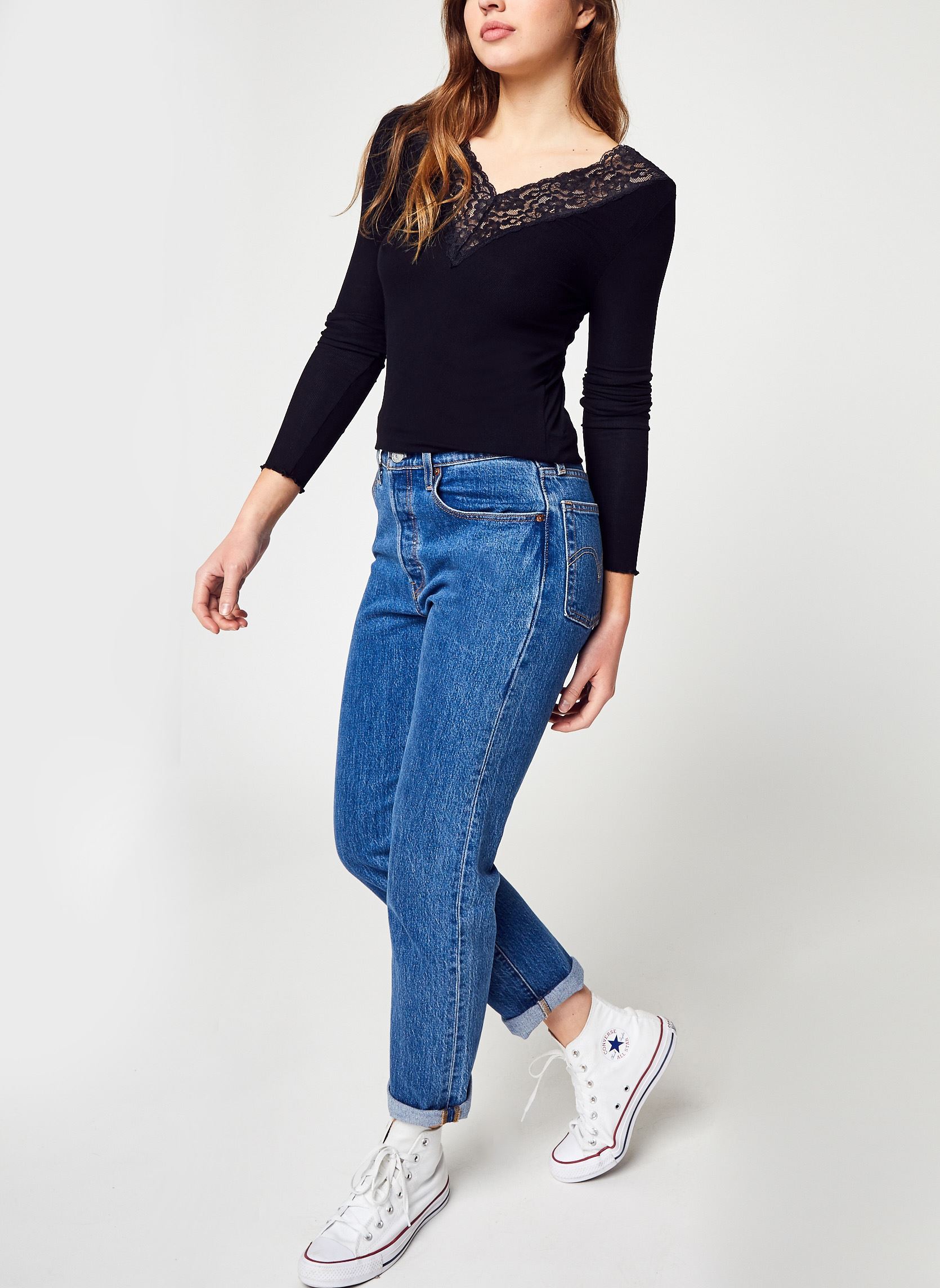 Tee-shirts Pcsiri Ls Top Noos femme noir Pieces Tee-shirts Pcsiri Ls Top Noos femme noir Black