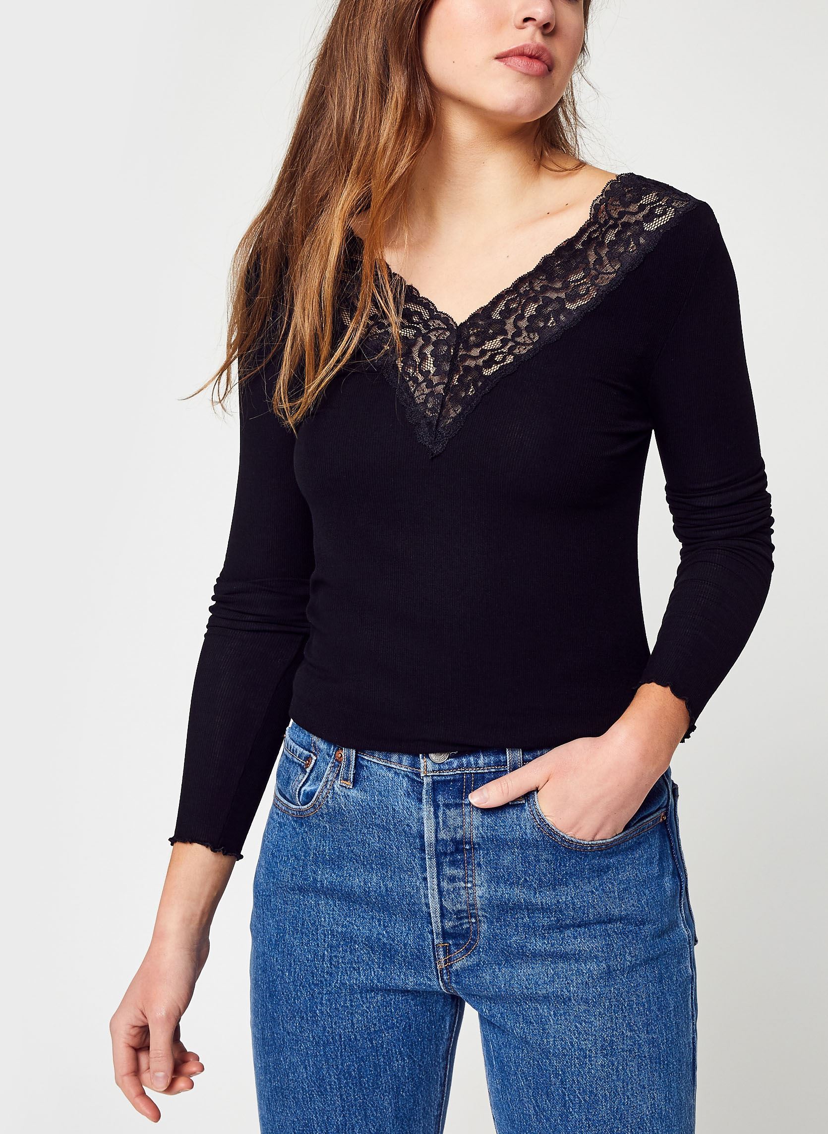 Tee-shirts Pcsiri Ls Top Noos femme noir Pieces Tee-shirts Pcsiri Ls Top Noos femme noir Black
