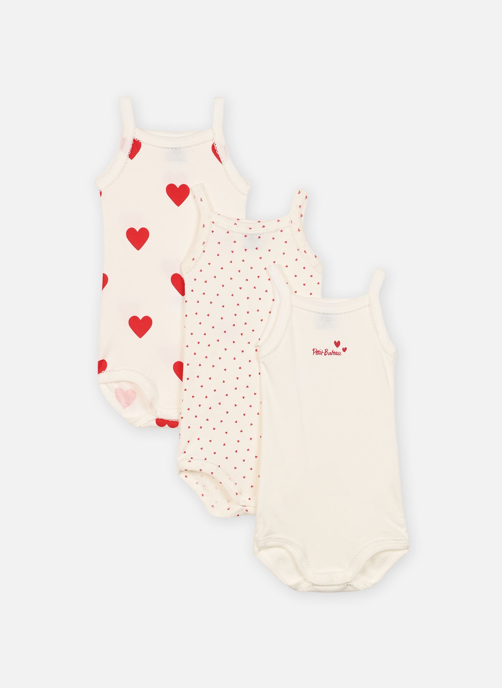 Vêtements Petit Bateau Lot de 3 Bodies à Bretelles Coeur pour Accessoires